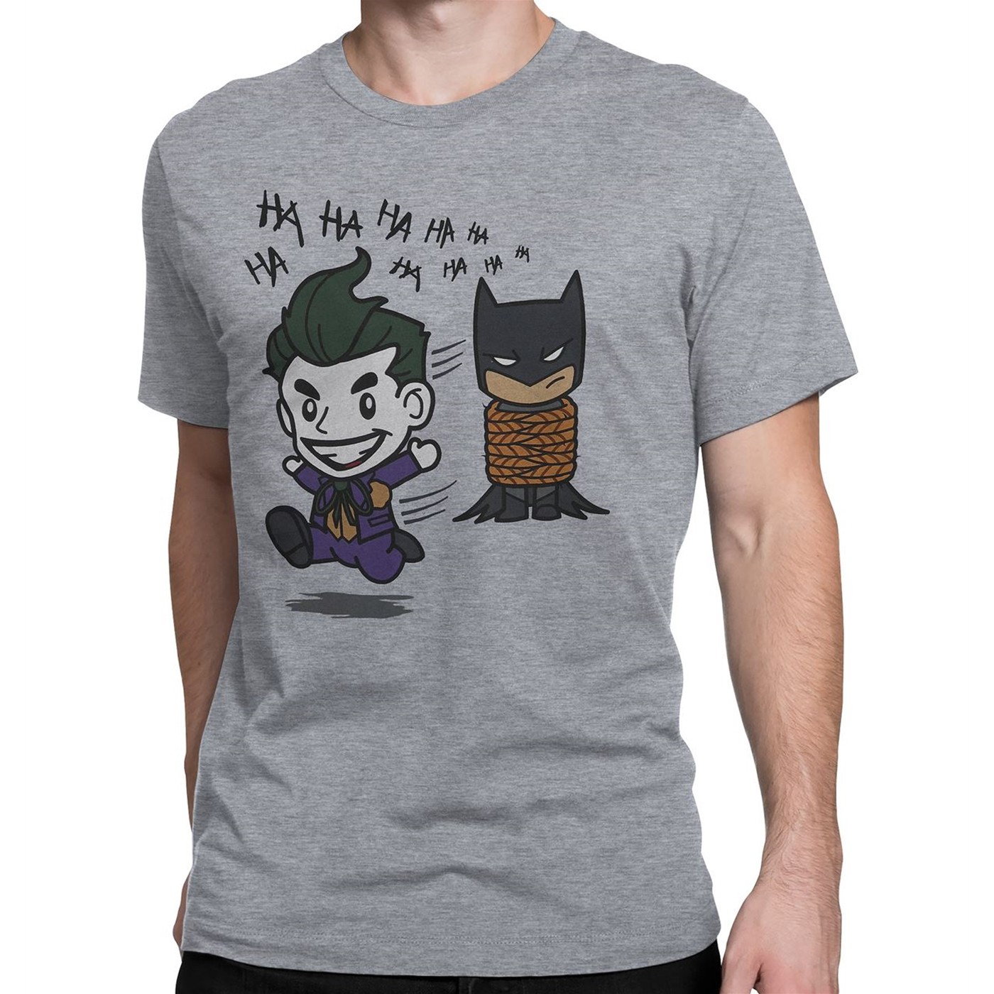 Joker Gotcha All Tied Up Chibi Men's T-Shirt, Grey