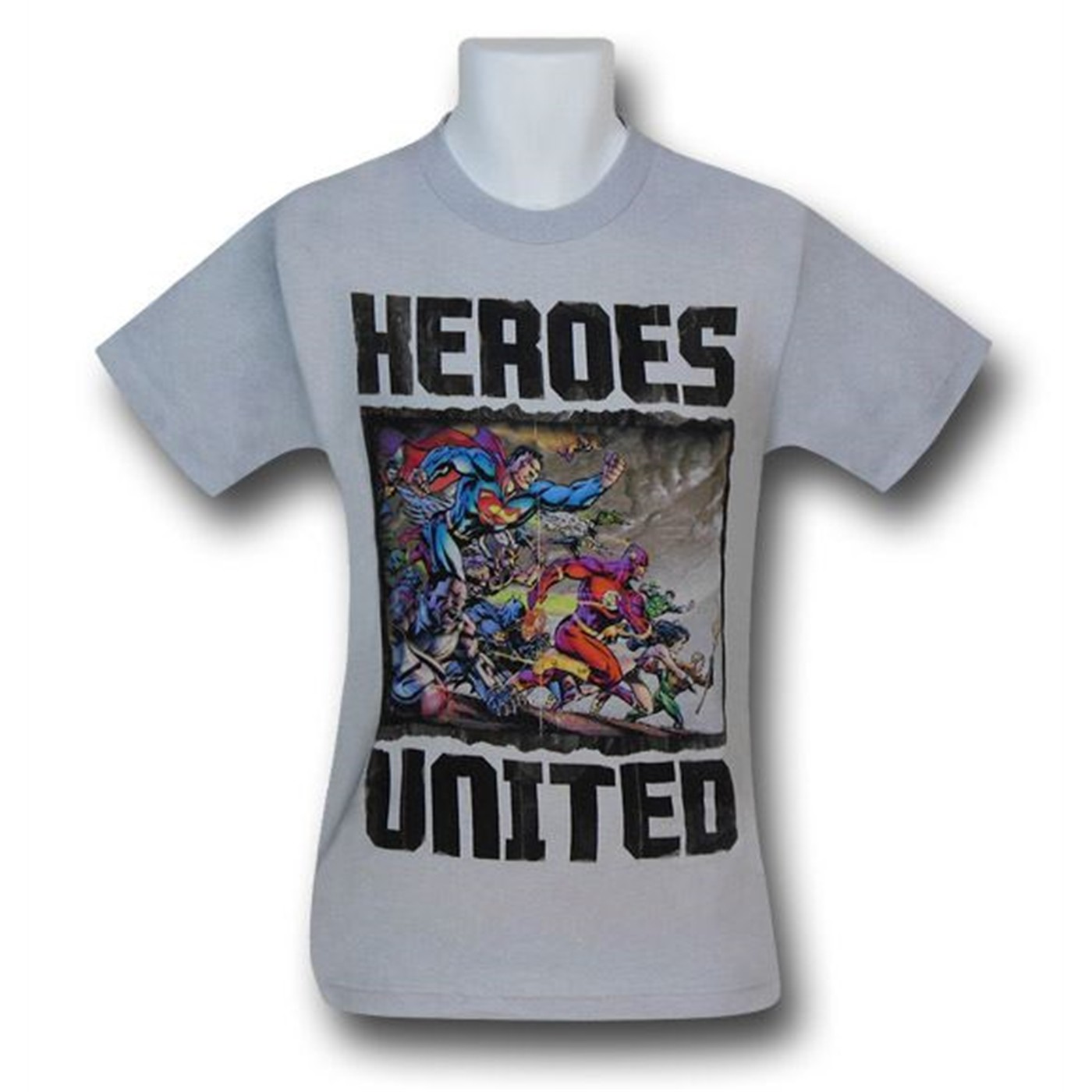 Justice League Heroes United Charge T-Shirt, Grey