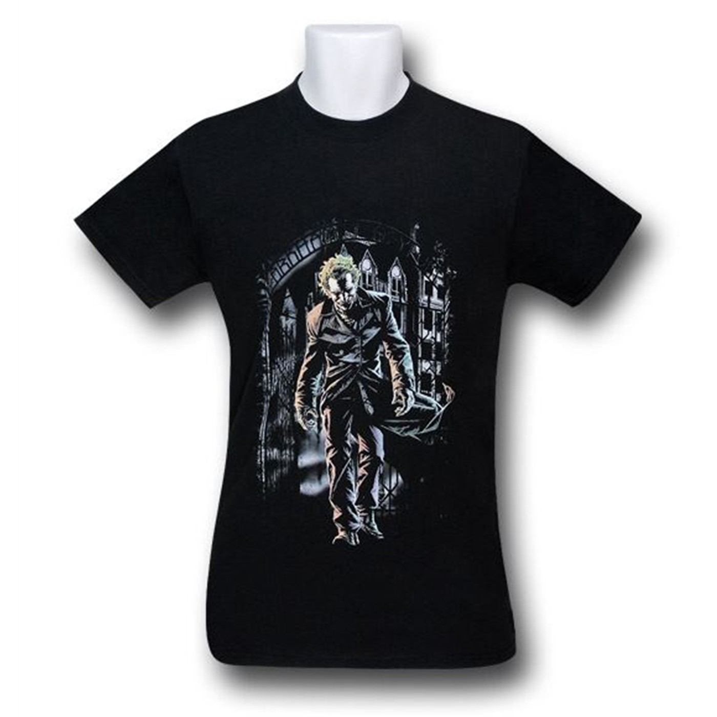 Joker Leaves Arkham Asylum T-Shirt, Black
