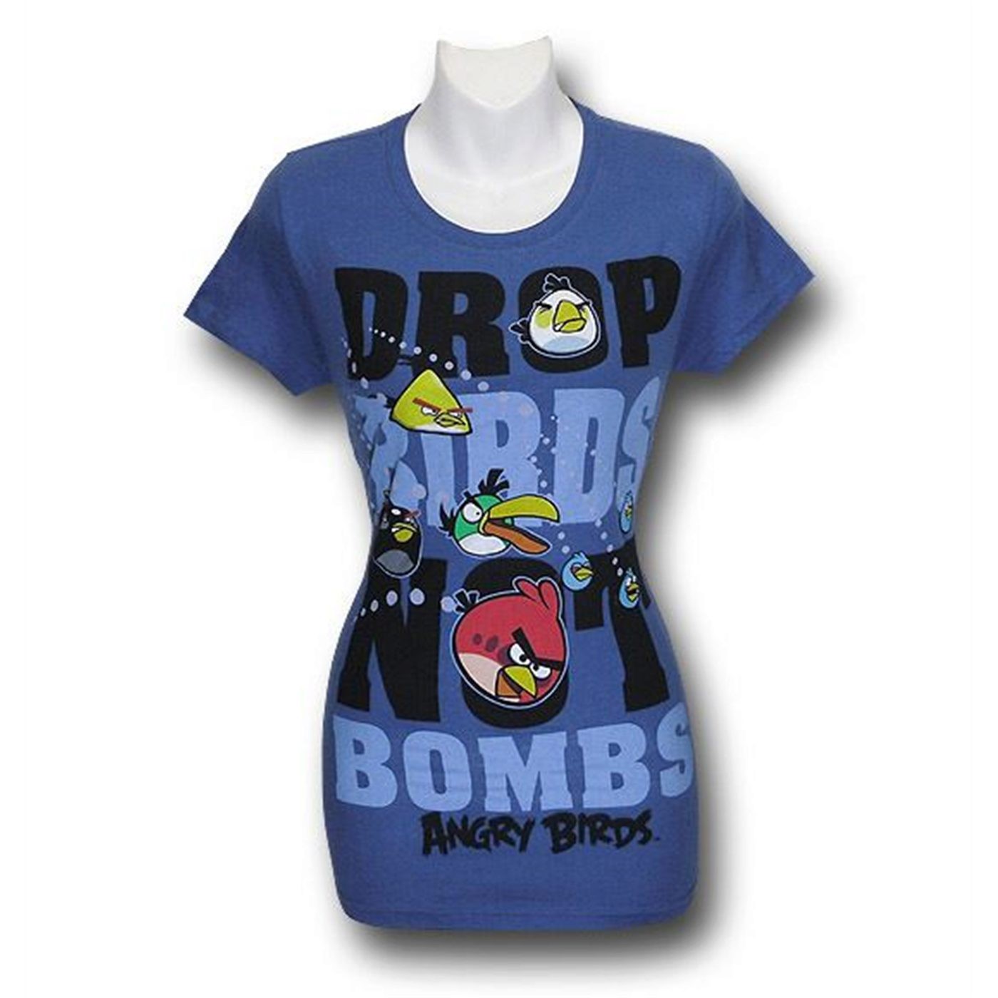 Angry Birds Jr Womens Birds not Bombs T-Shirt, Blue