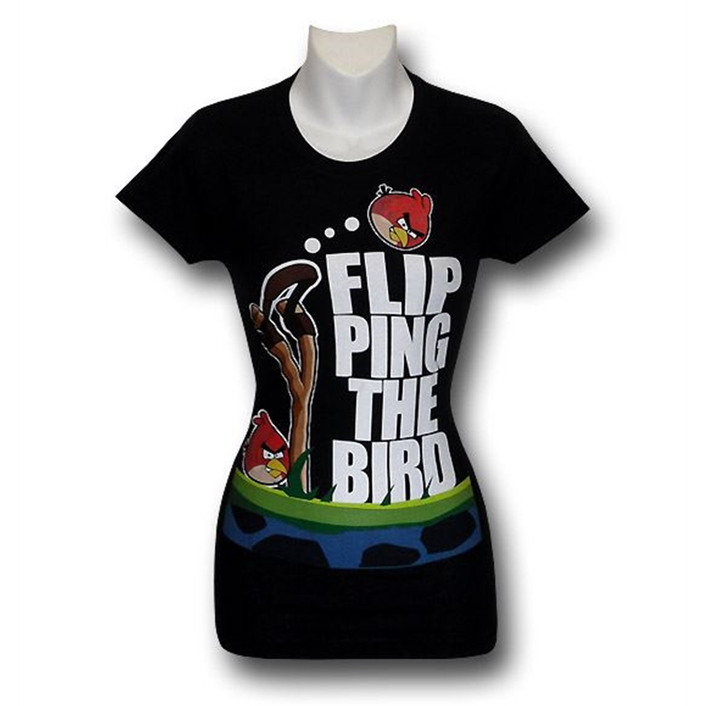 Angry Birds Women's Flip the Bird T-Shirt, Black