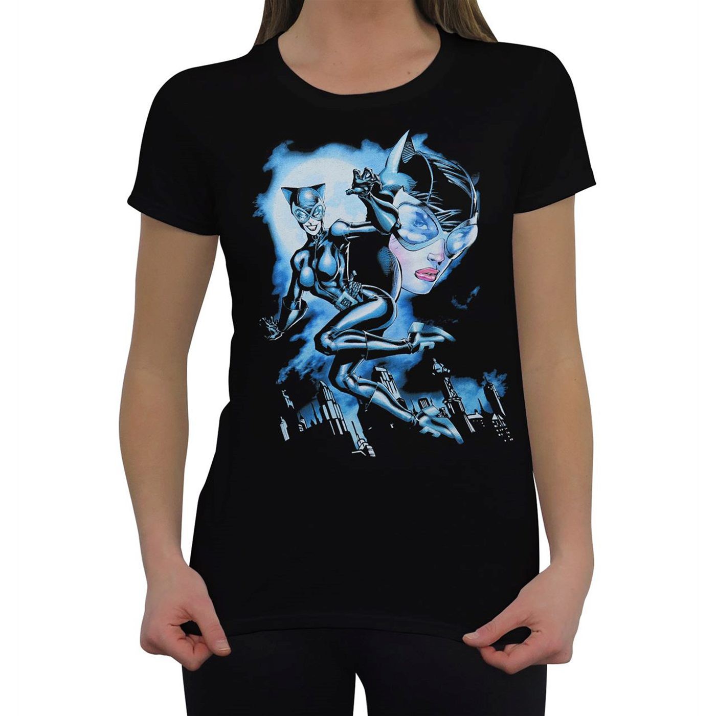 Catwoman Moon Kitty Women's T-Shirt, Black