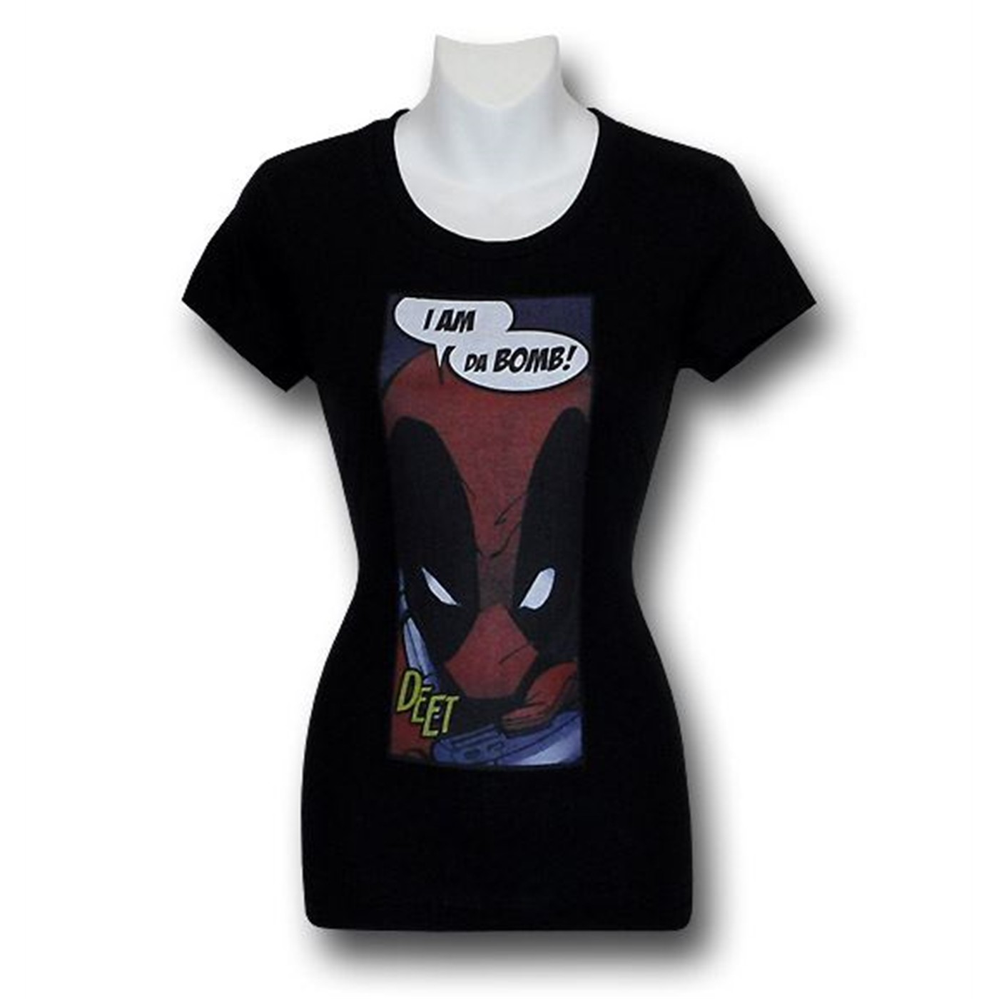 Deadpool Jr Womens Da Bomb T-Shirt, Black