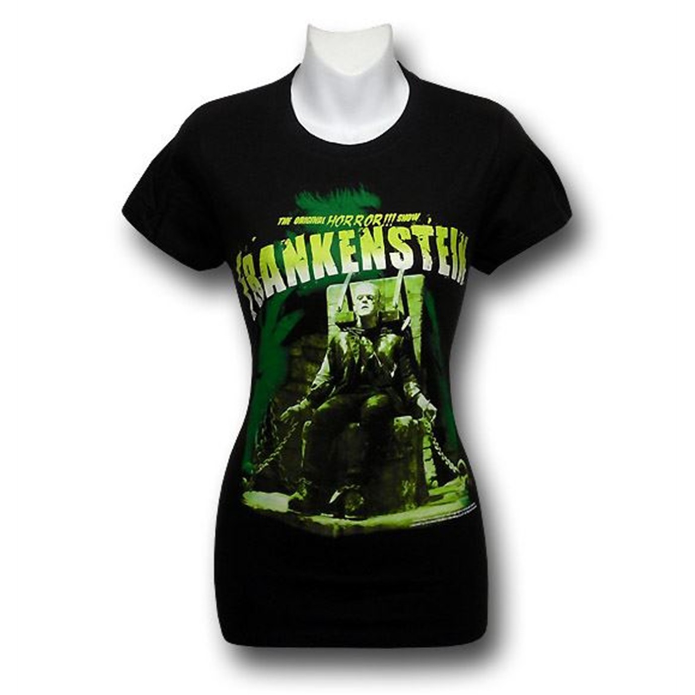Frankenstein's Chair Junior Womens T-Shirt, Black