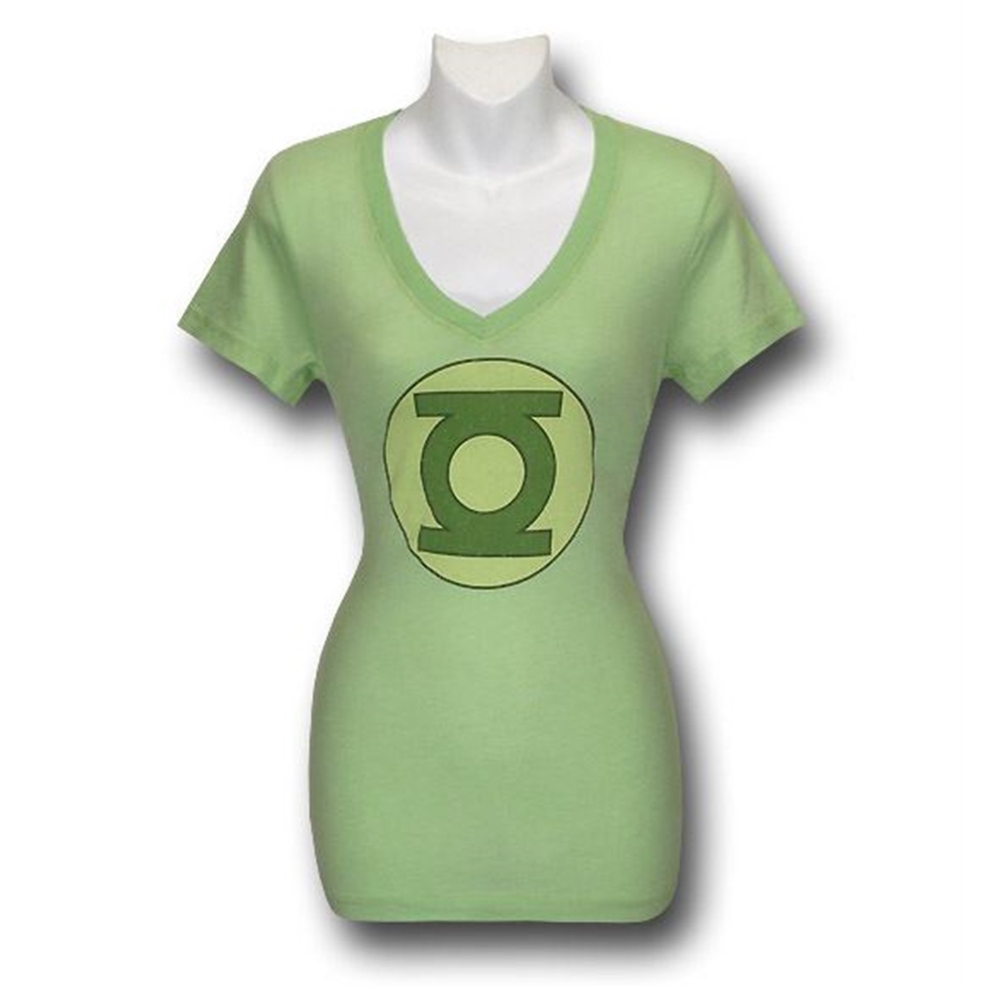 Green Lantern Women's Symbol V-Neck Trunk T-Shirt, Green