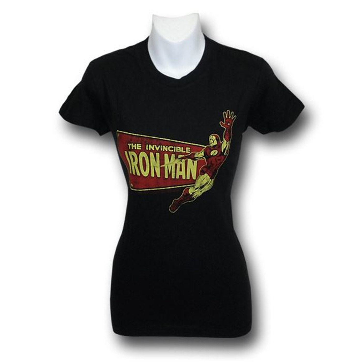 Iron Man Juniors Flying Logo Classic Armor T-Shirt, Black