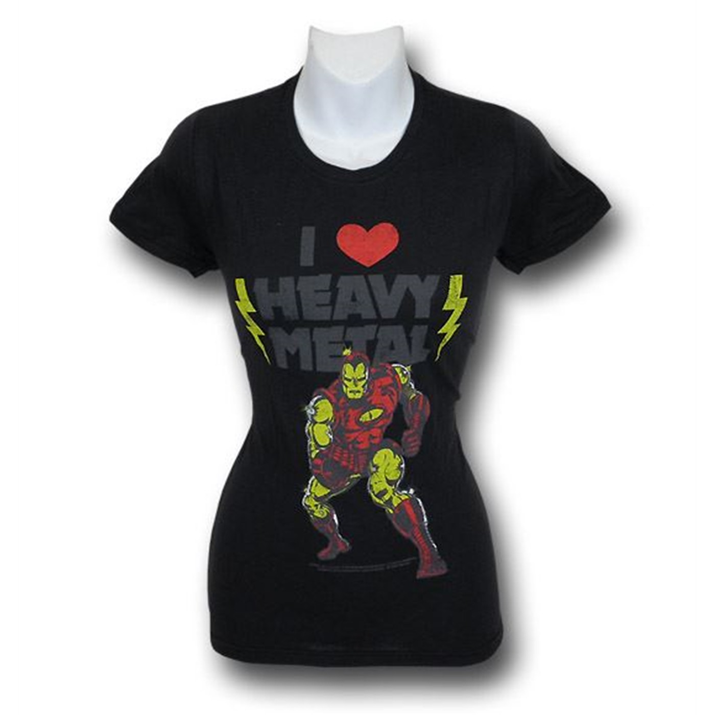 Iron Man Juniors I Love Heavy Metal T-Shirt, Black