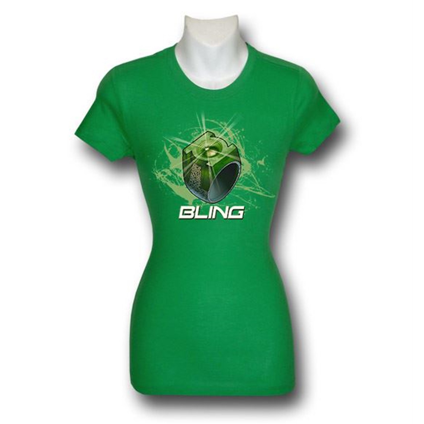 Green Lantern Movie Junior Womens Ring Bling T-Shirt, Green