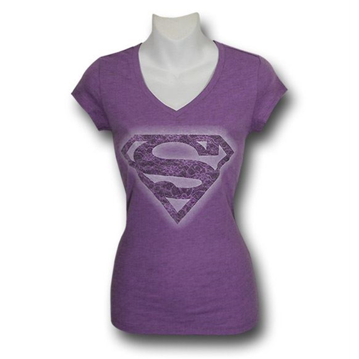 Supergirl Junior Womens Purple Stencil T-Shirt, Purple