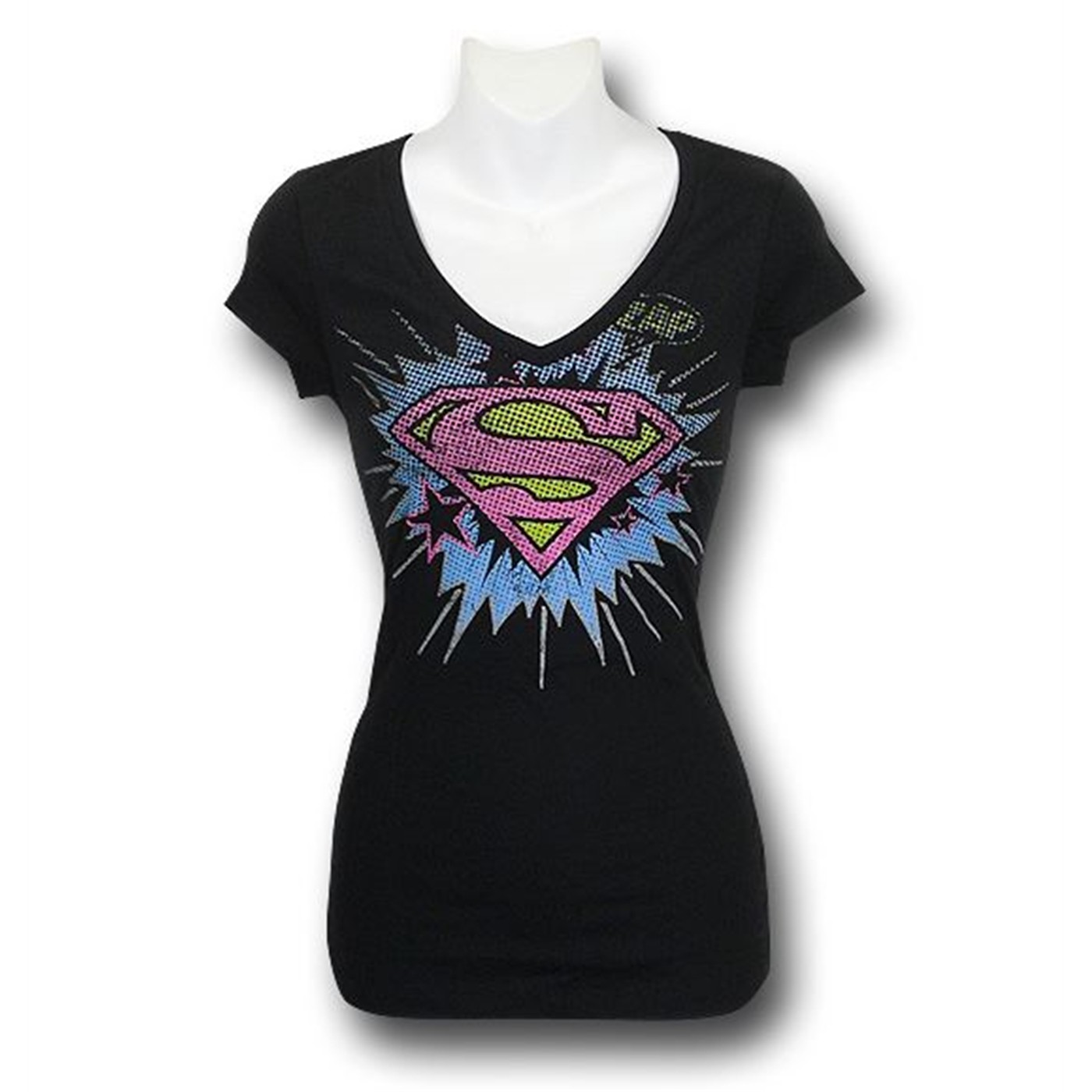 Supergirl Junior Womens Splash Symbol T-Shirt, Black