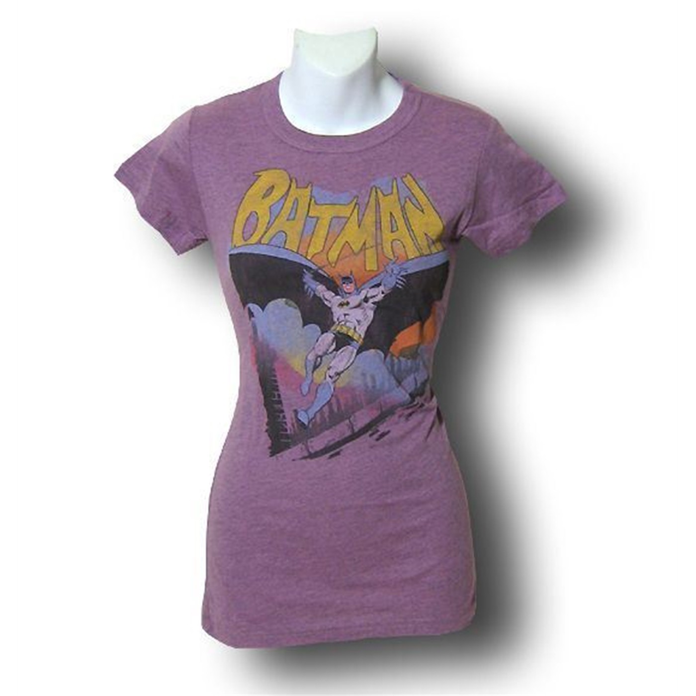 Batman Women's Blush Swinging Junk Food T-Shirt, Pink