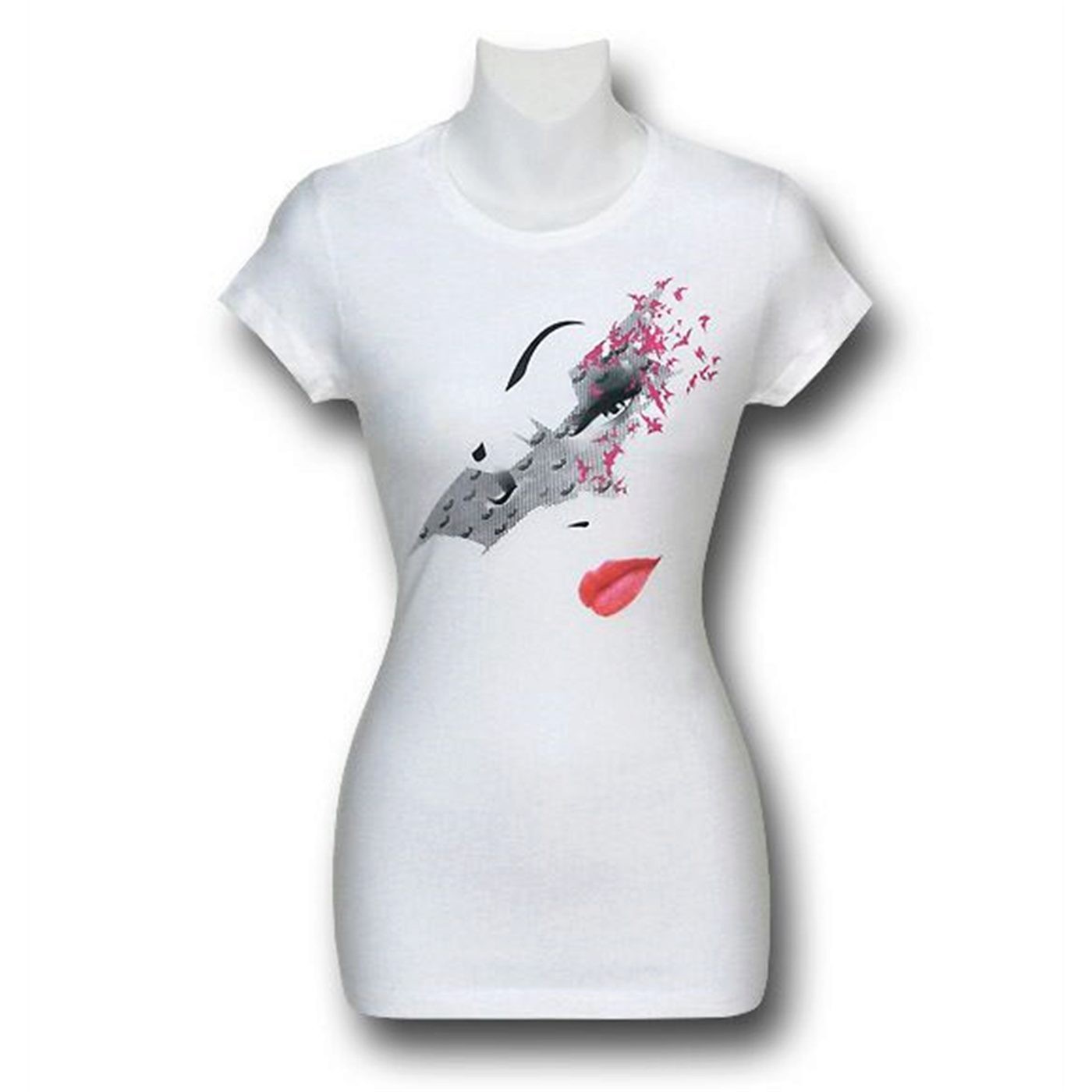 Dark Knight Rises Catwoman Bat Veil Women's T-Shirt, White