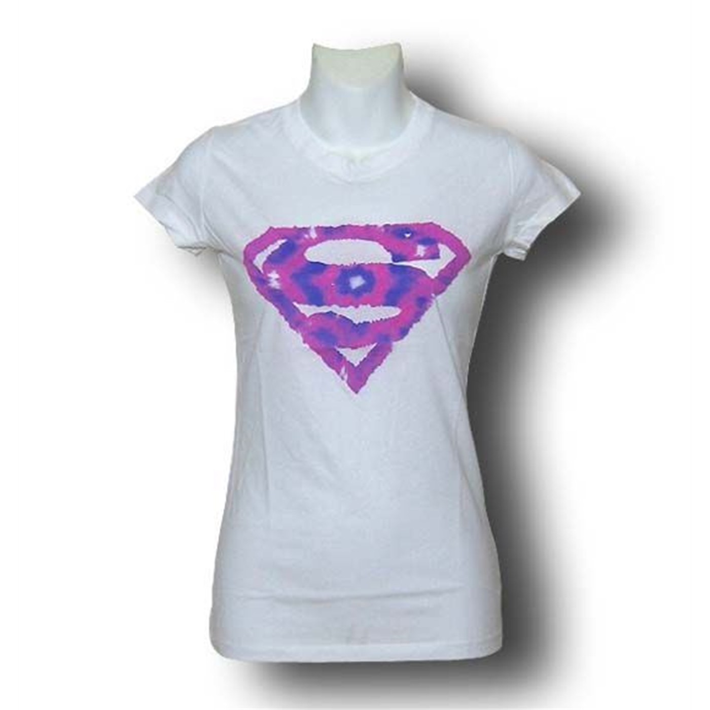 Supergirl Jr Womens Tie Dye  Symbol T-Shirt, White