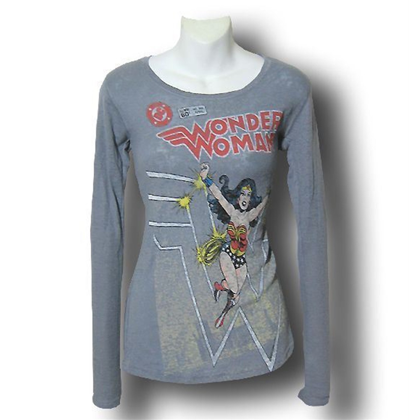 Wonder Woman Jr Womens Thermal Junkfood T-Shirt, Grey
