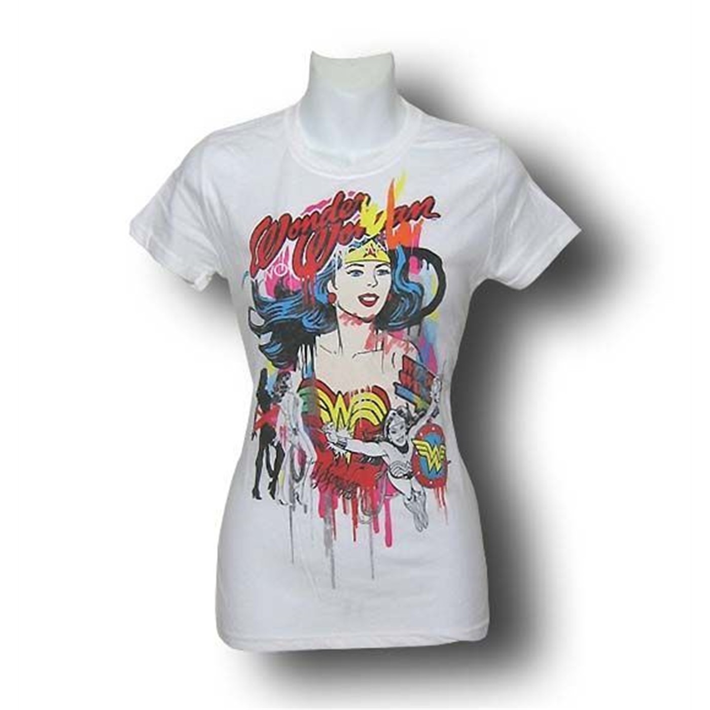Wonder Woman Jr Womens Splash T-Shirt, White