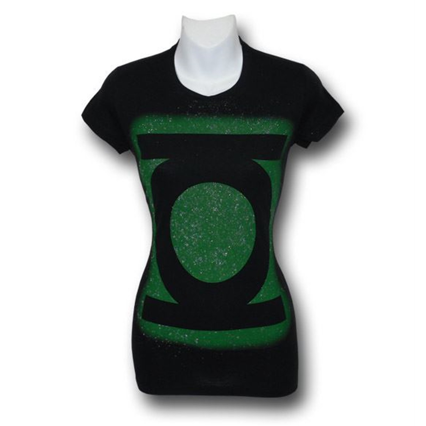 Green Lantern Jr Womens Glitter Symbol T-Shirt, Green