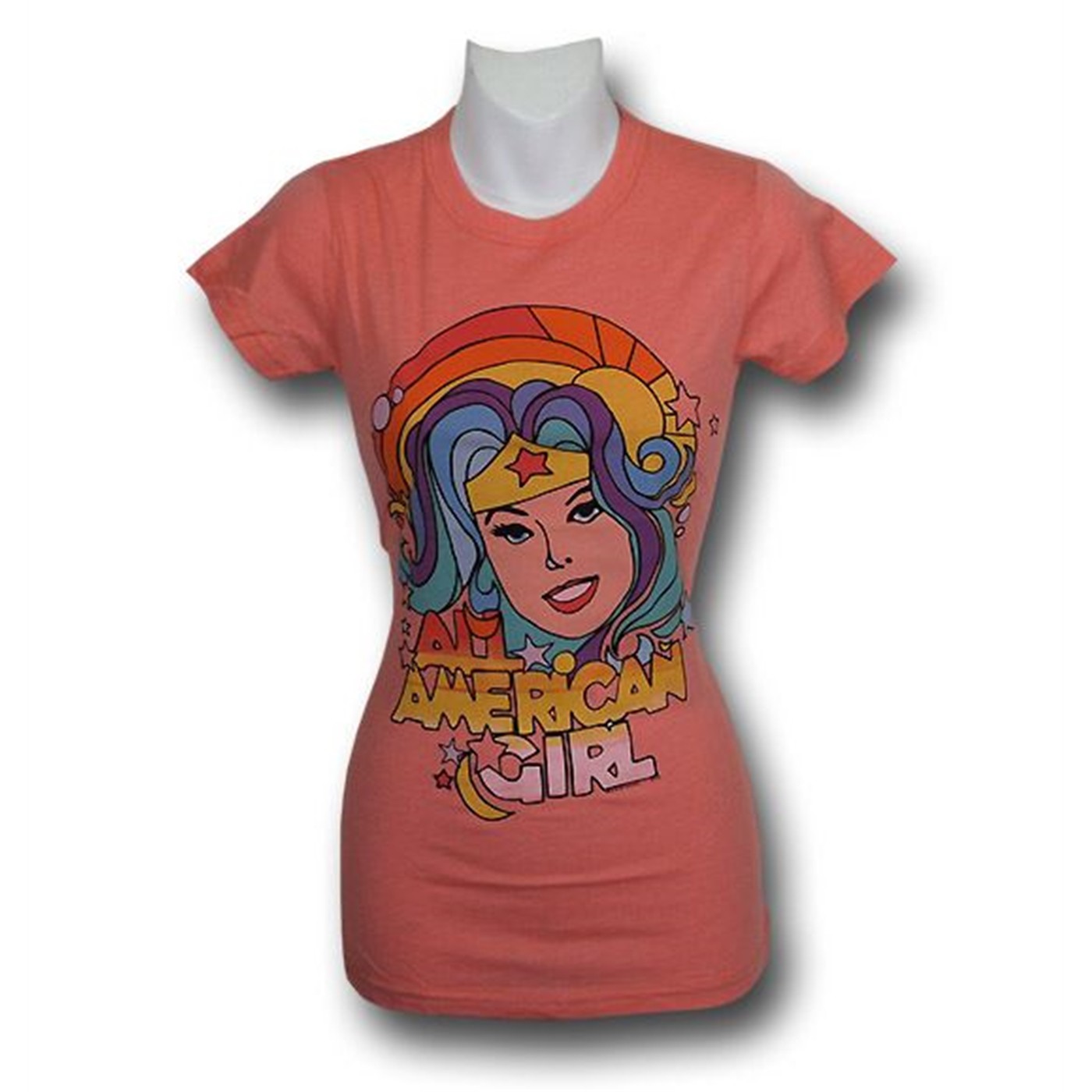Wonder Woman Juniors All American Junk Food T-Shirt, Pink