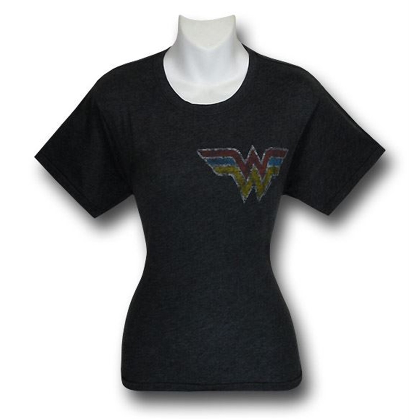 Wonder Woman Juniors Glamor Junk Food Slouch T-Shirt, Grey