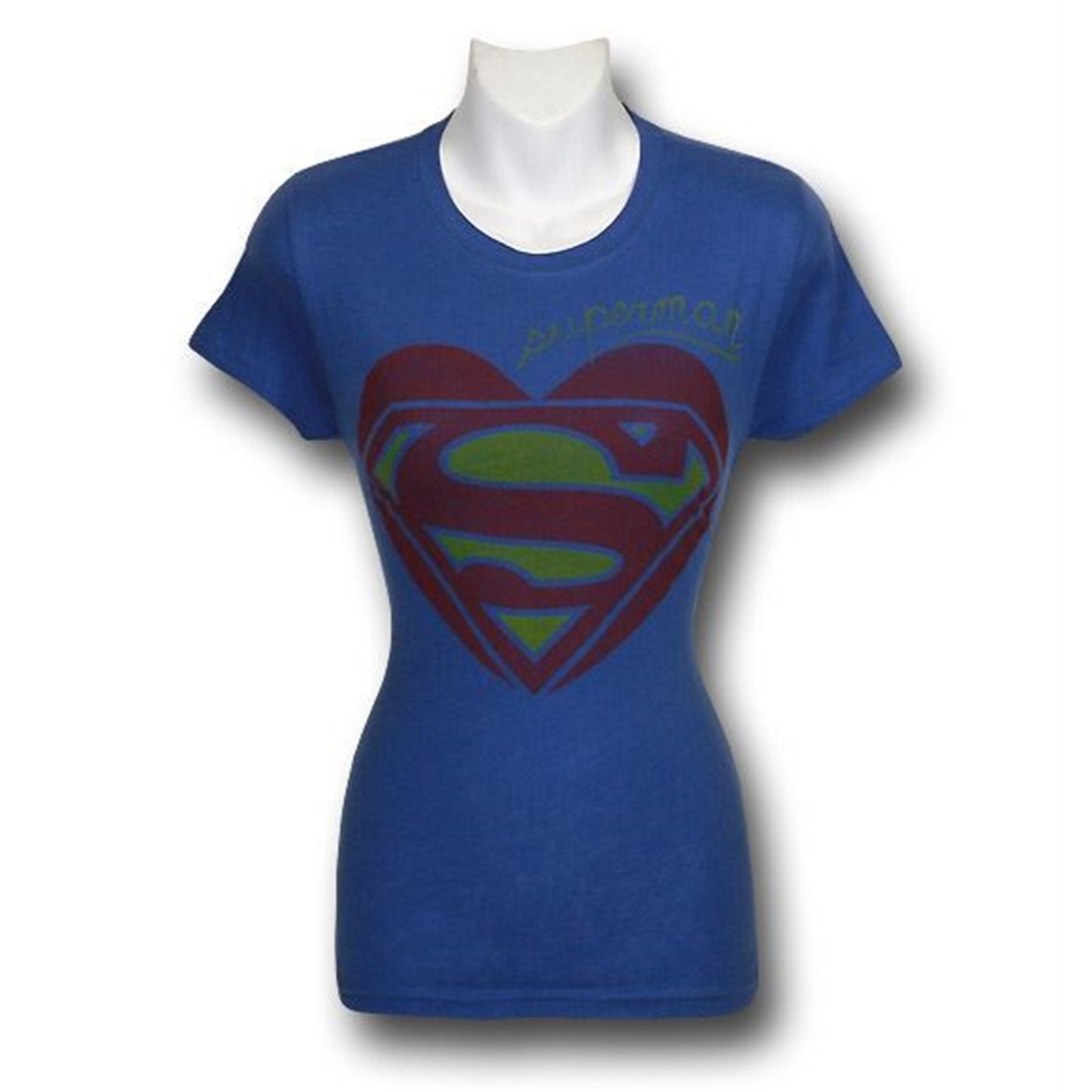 Superman Women's Heart Symbol T-Shirt, Blue