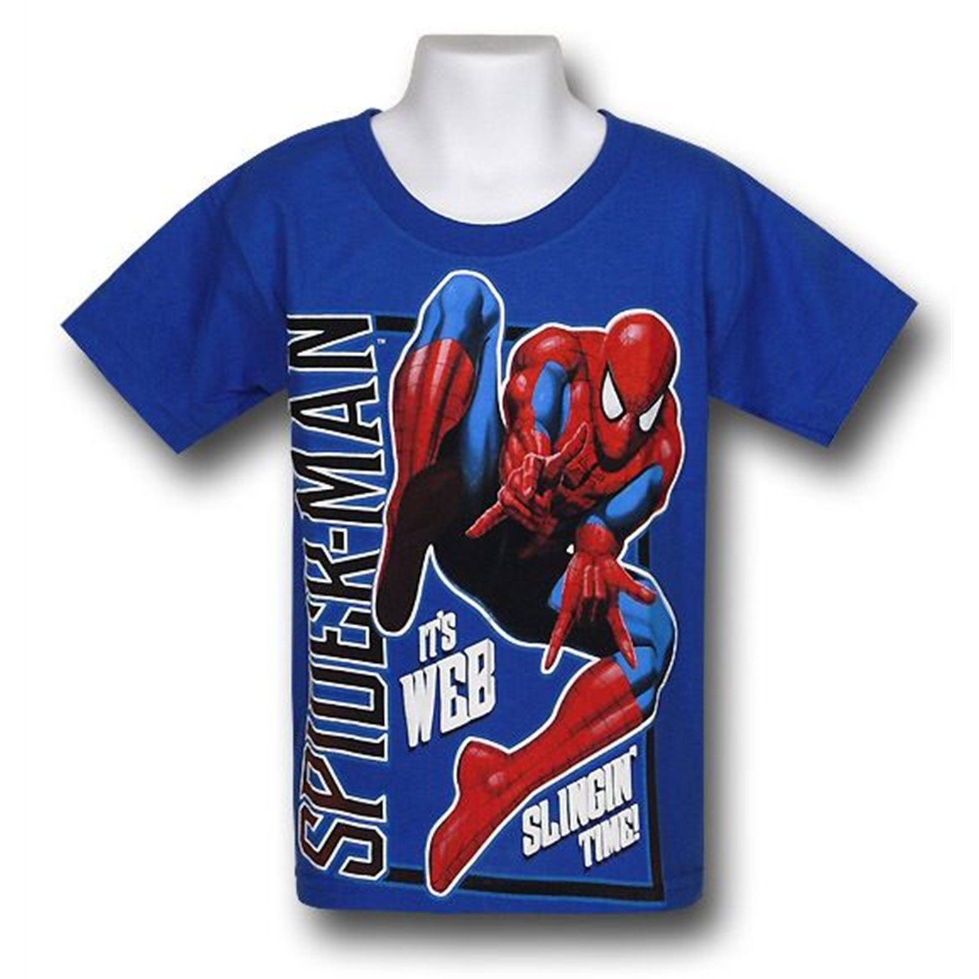 Spiderman Juvenile Web Slinging Time T-Shirt, Blue