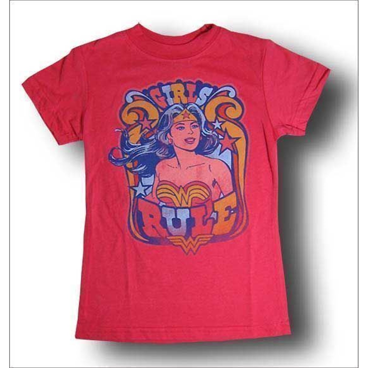 Wonder Woman Juvi Girl's Rule Junk Food T-Shirt, Red