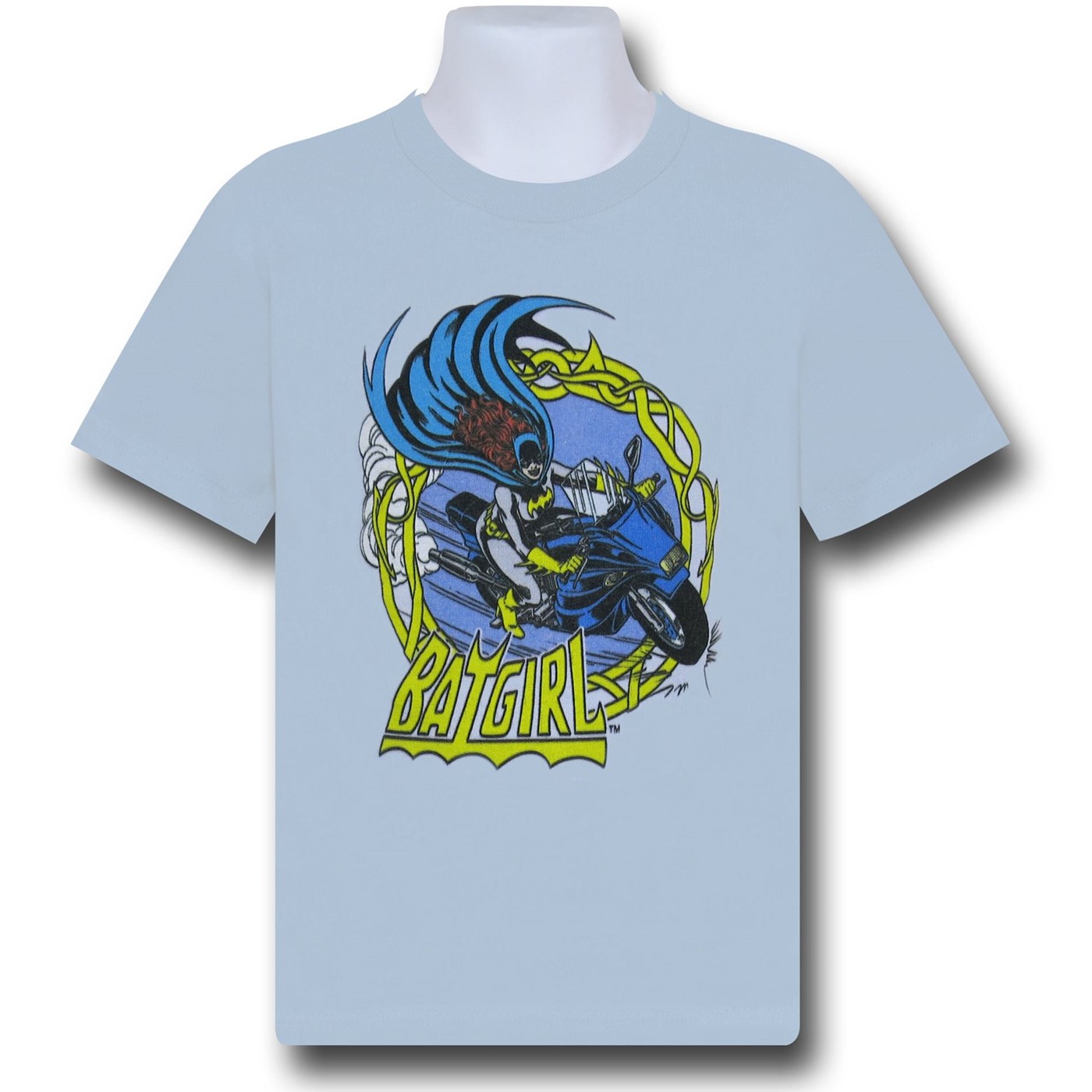 Batgirl Bike Racer Kids T-Shirt, Blue