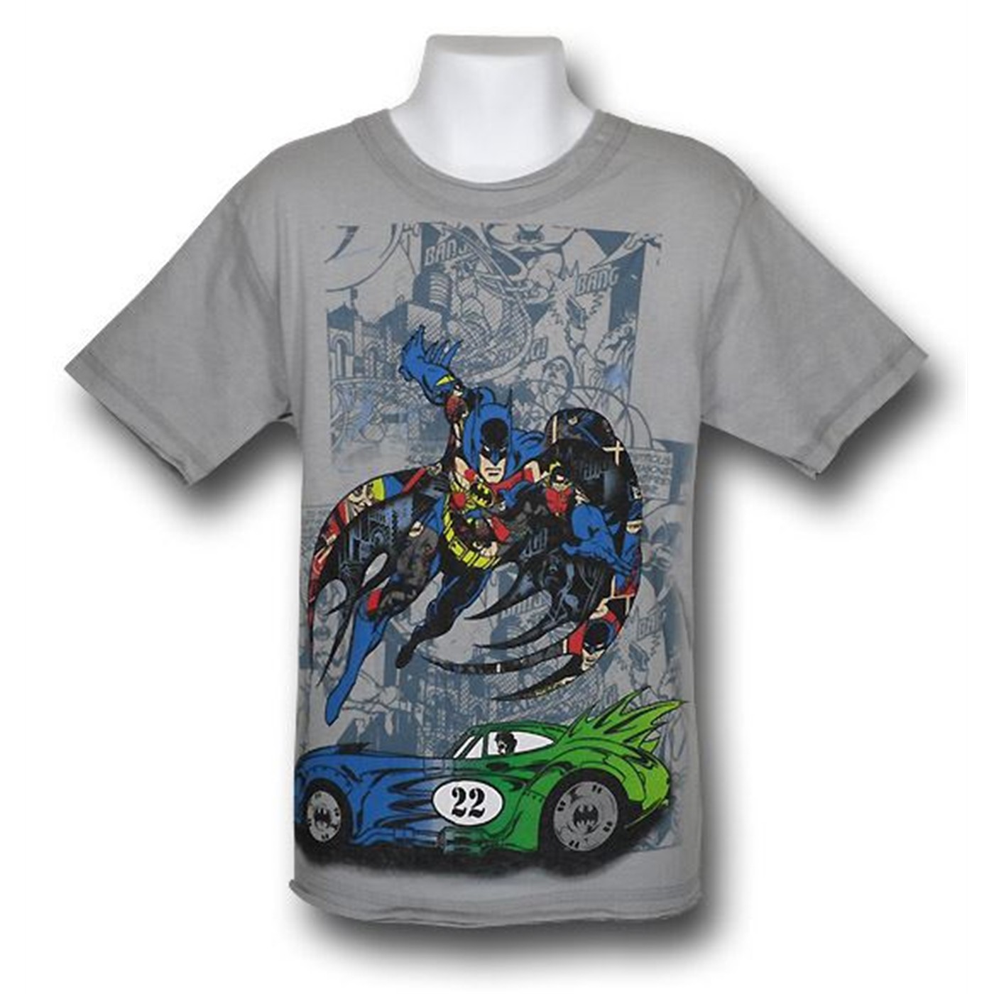 Batman Kids 30 Single Figure Mosaic T-Shirt, Grey