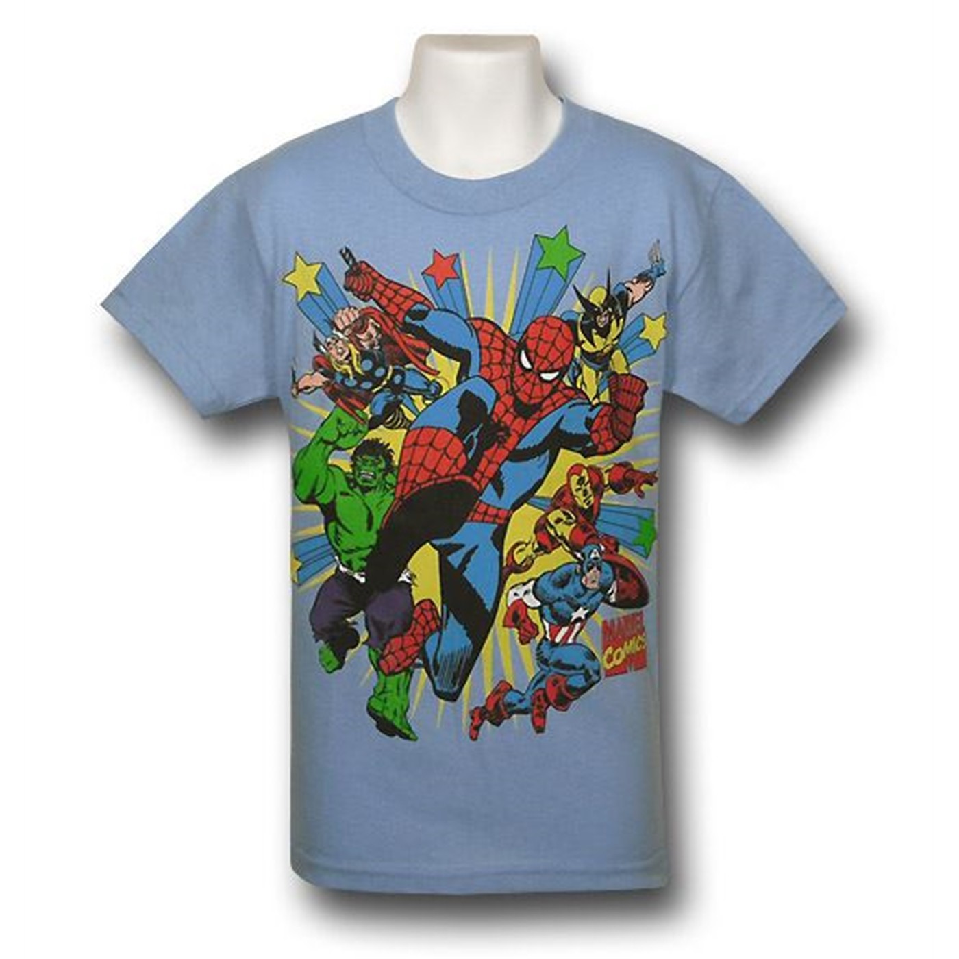 Marvel Juvenile Standard Starburst T-Shirt, Blue
