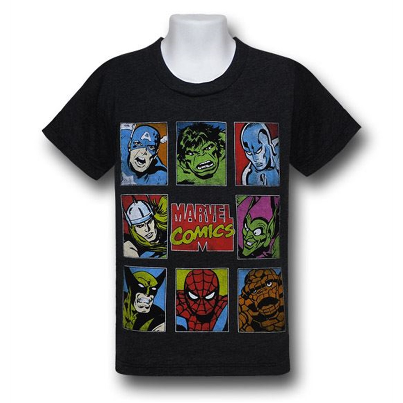 Marvel Kids Hero Boxes Red Decco T-Shirt, Grey