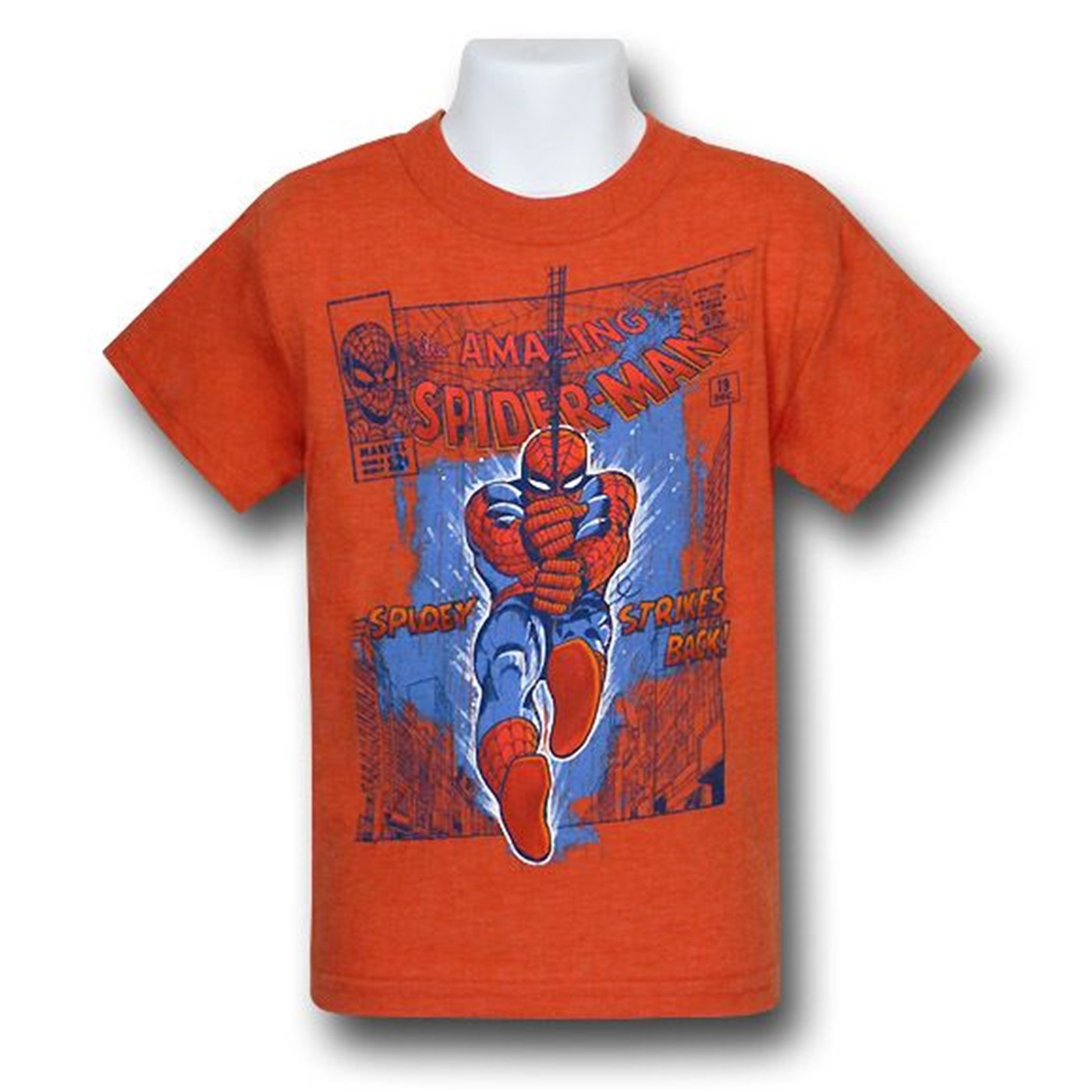 Spiderman Strikes Back Kids 30 Single T-Shirt, Orange