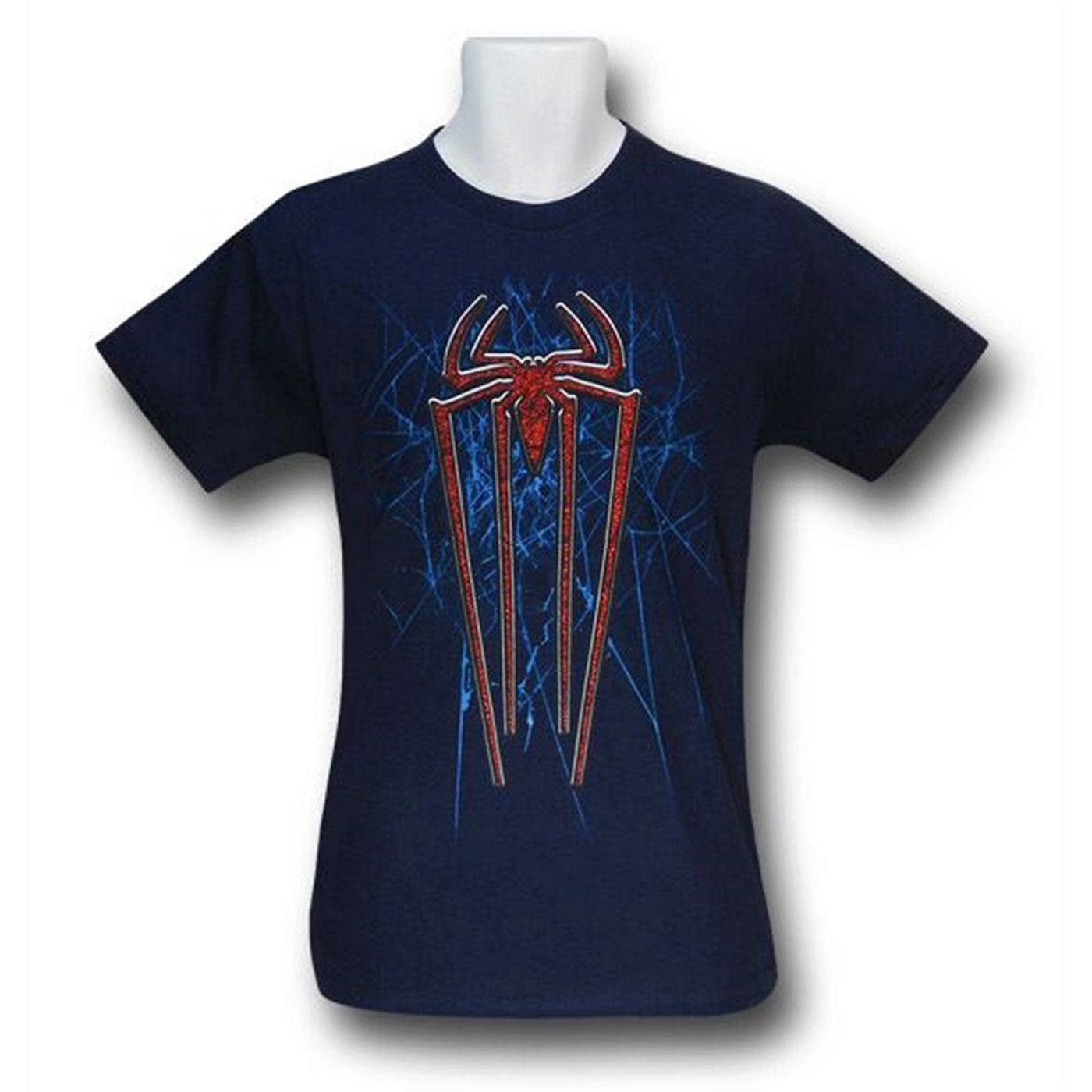 Amazing Spider-Man Movie Kids Red Glitter Symbol T-Shirt, Blue
