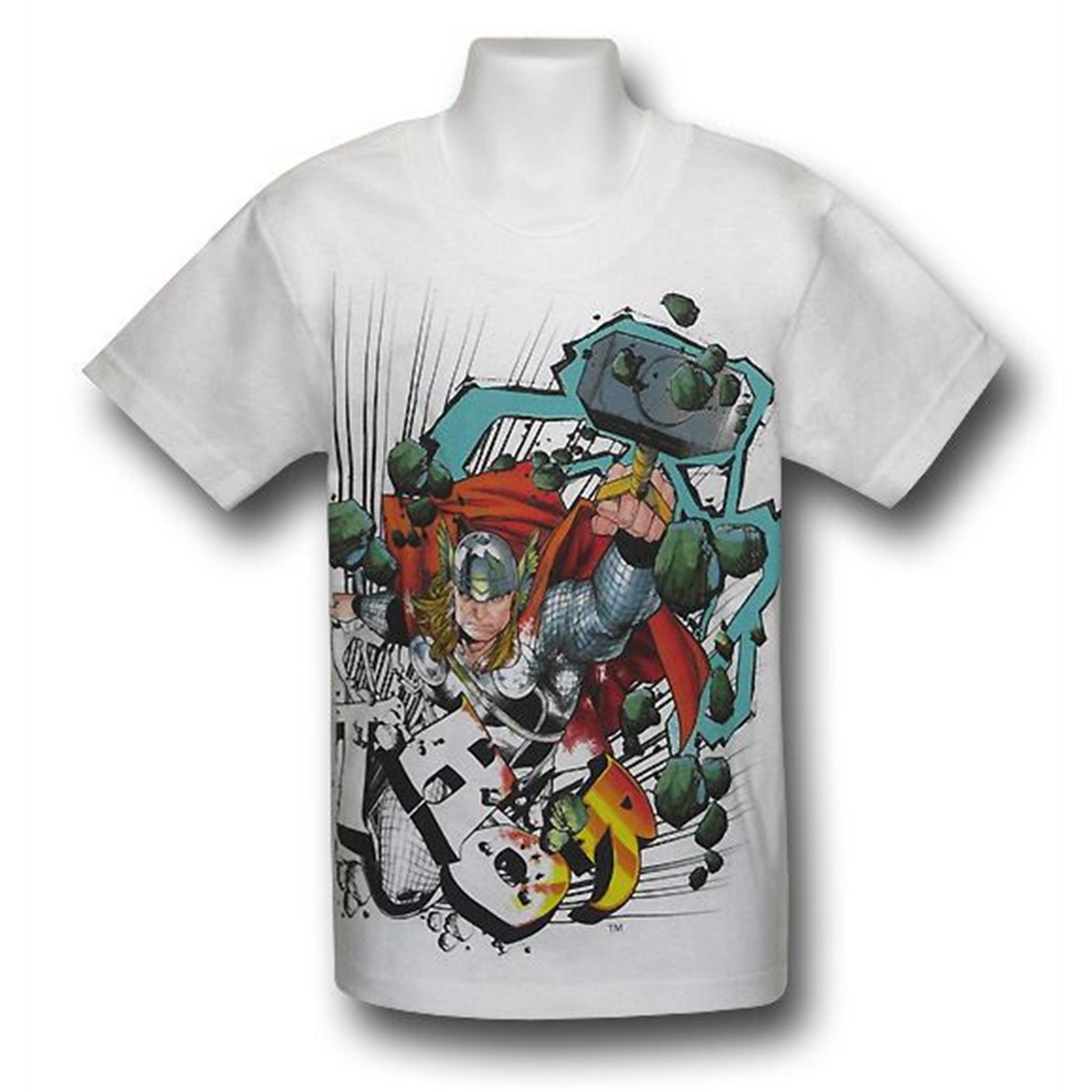 Thor Kids Breaking Through T-Shirt, White