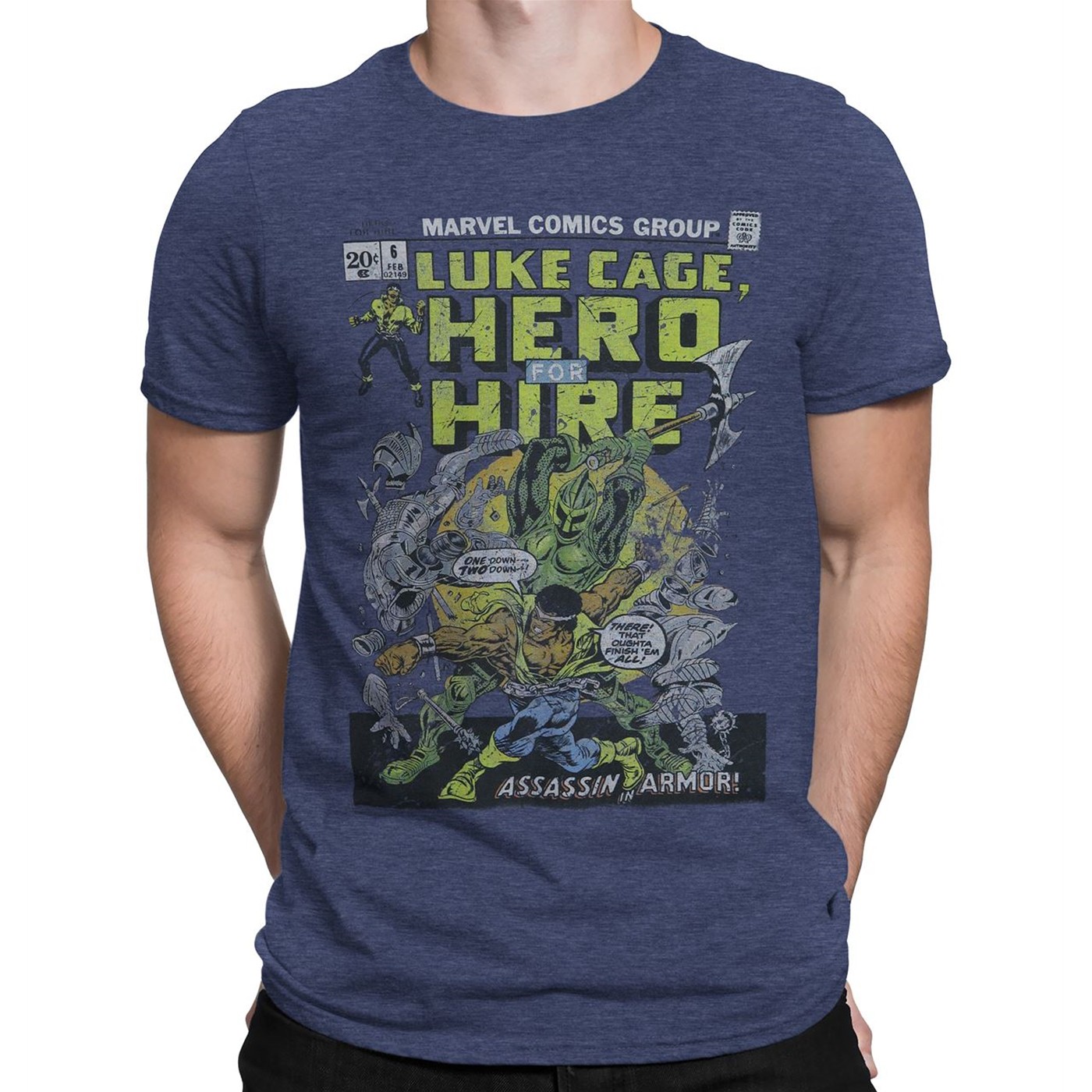 Luke Cage Hero For Hire #6 Men's T-Shirt, Blue