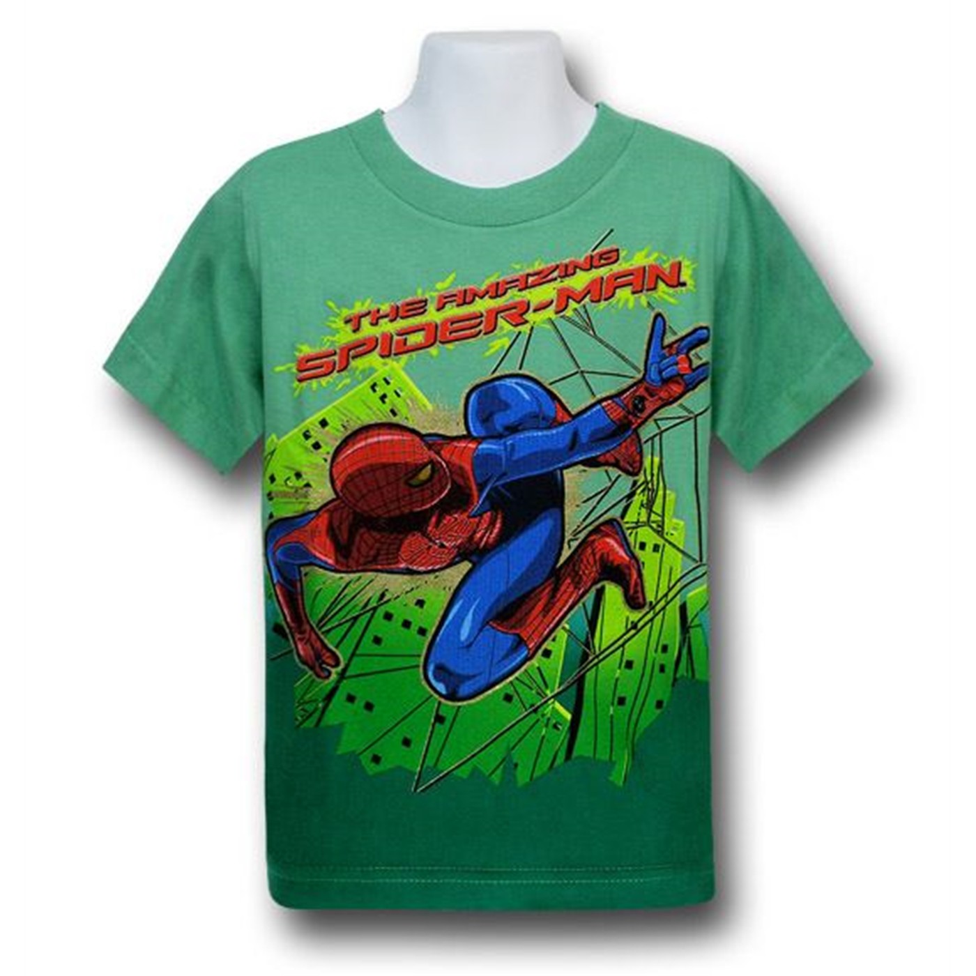 Spider-Man Movie Green City Kids T-Shirt, Green