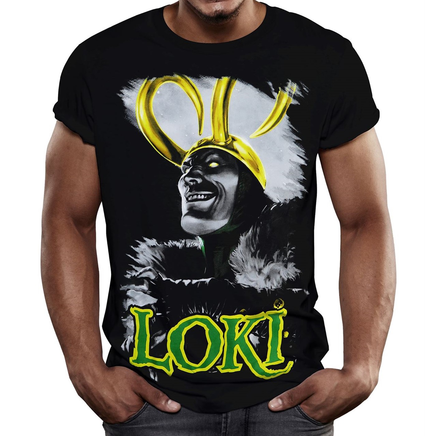 Loki Wicked Grin Black T-Shirt, Black