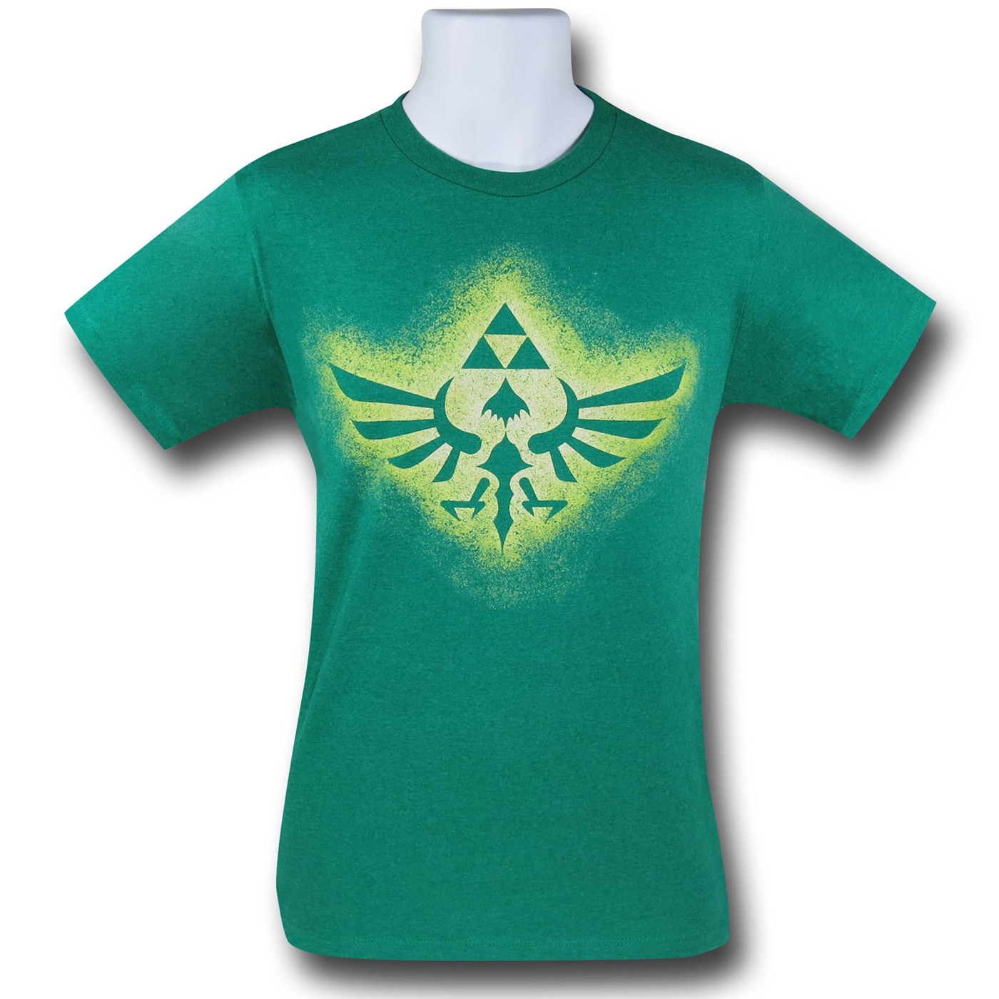Zelda Soaring Triforce Heather Green T-Shirt, Green