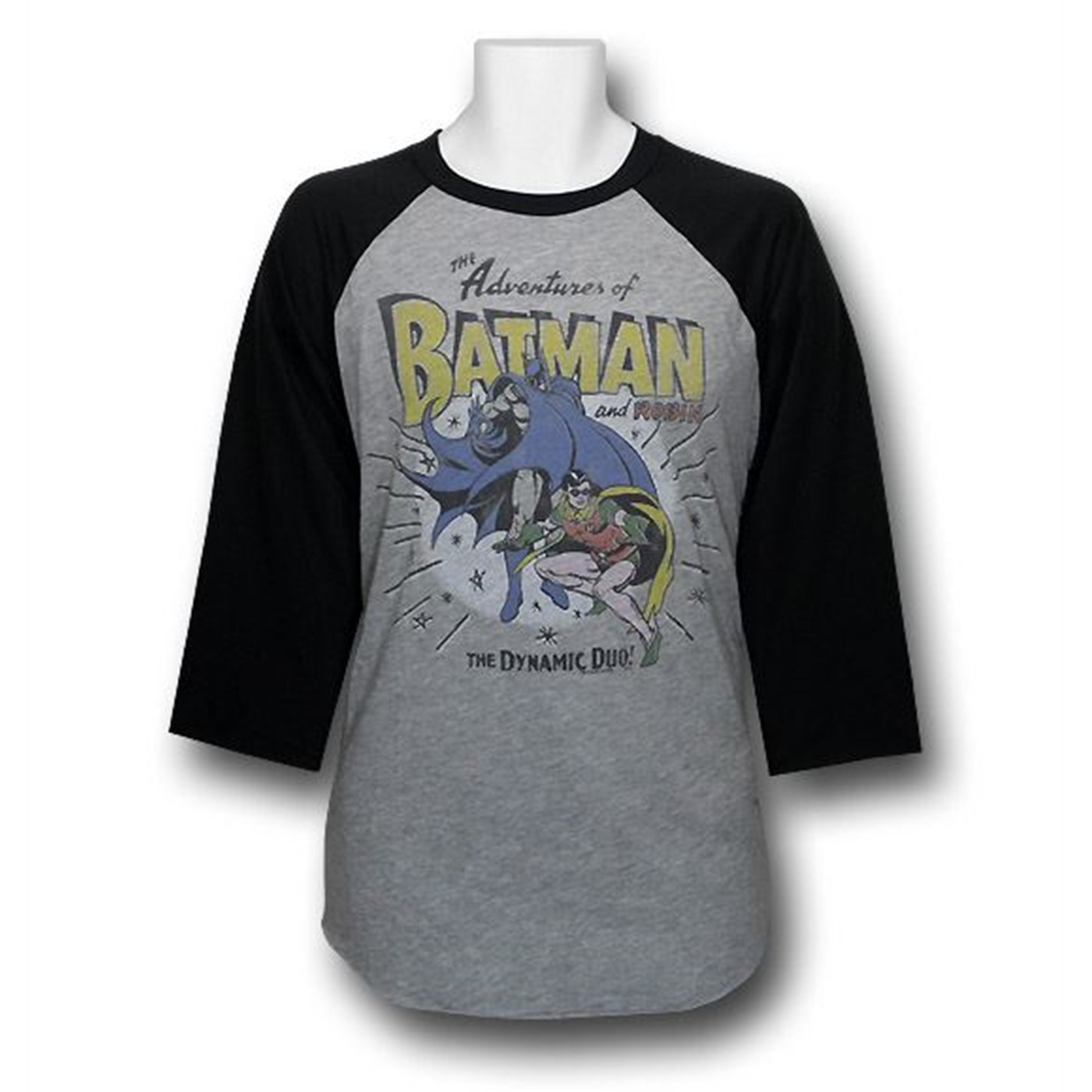 Batman and Robin Junkfood Raglan T-Shirt, Grey