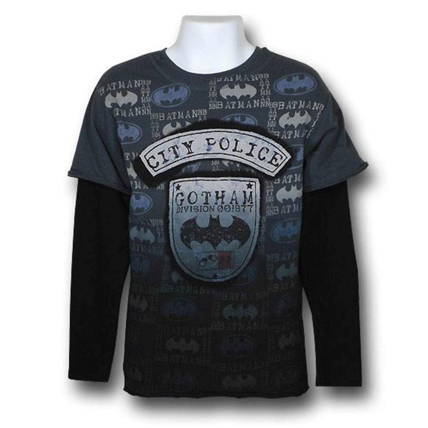 Batman Kids 30s Gotham Police Long Sleeve Shirt, Grey