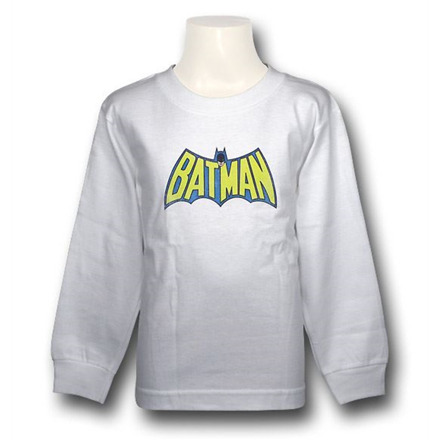 Batman Kids Logo White Long Sleeve T-Shirt, White