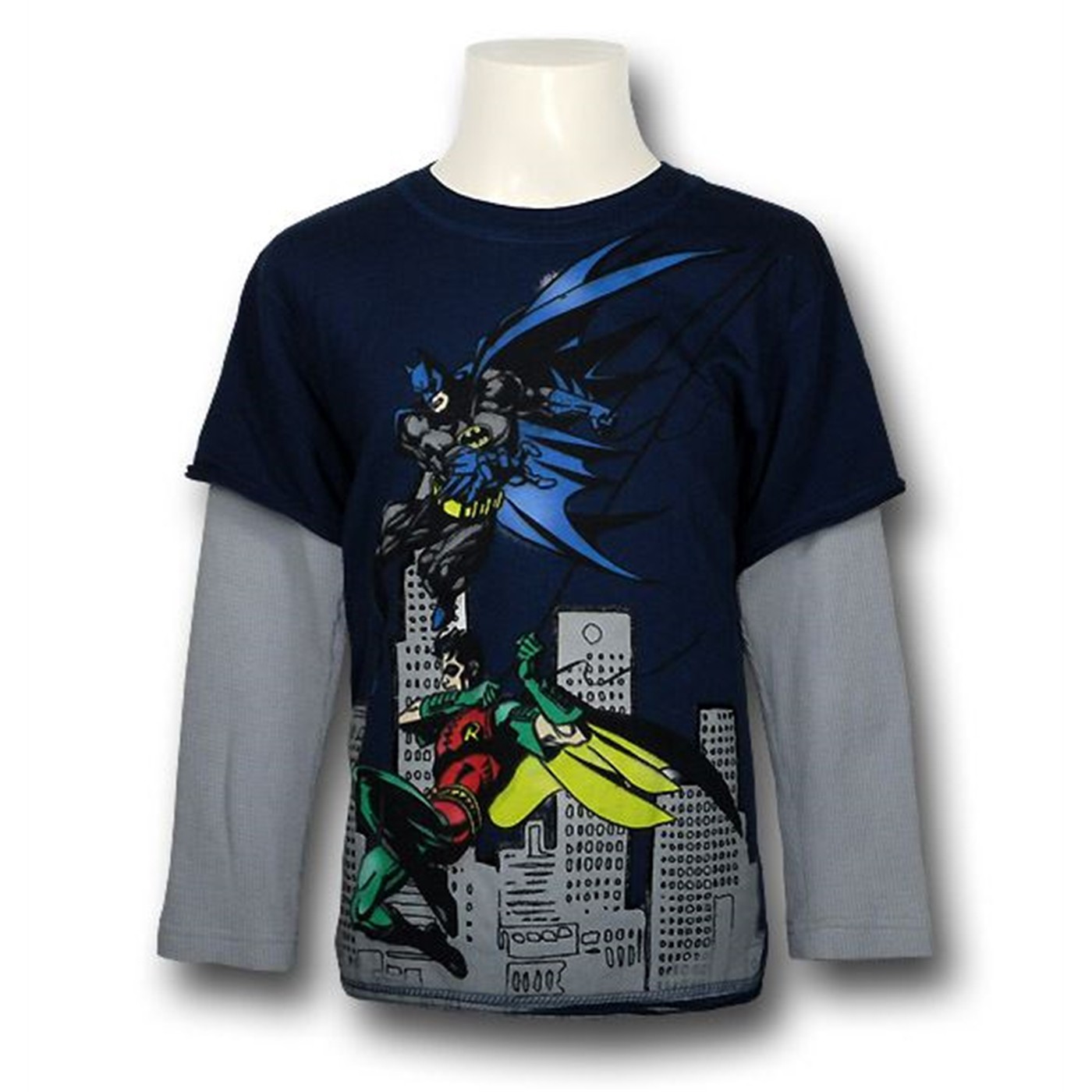 Batman Kids 30s City Drop Long Sleeve T-Shirt, Blue