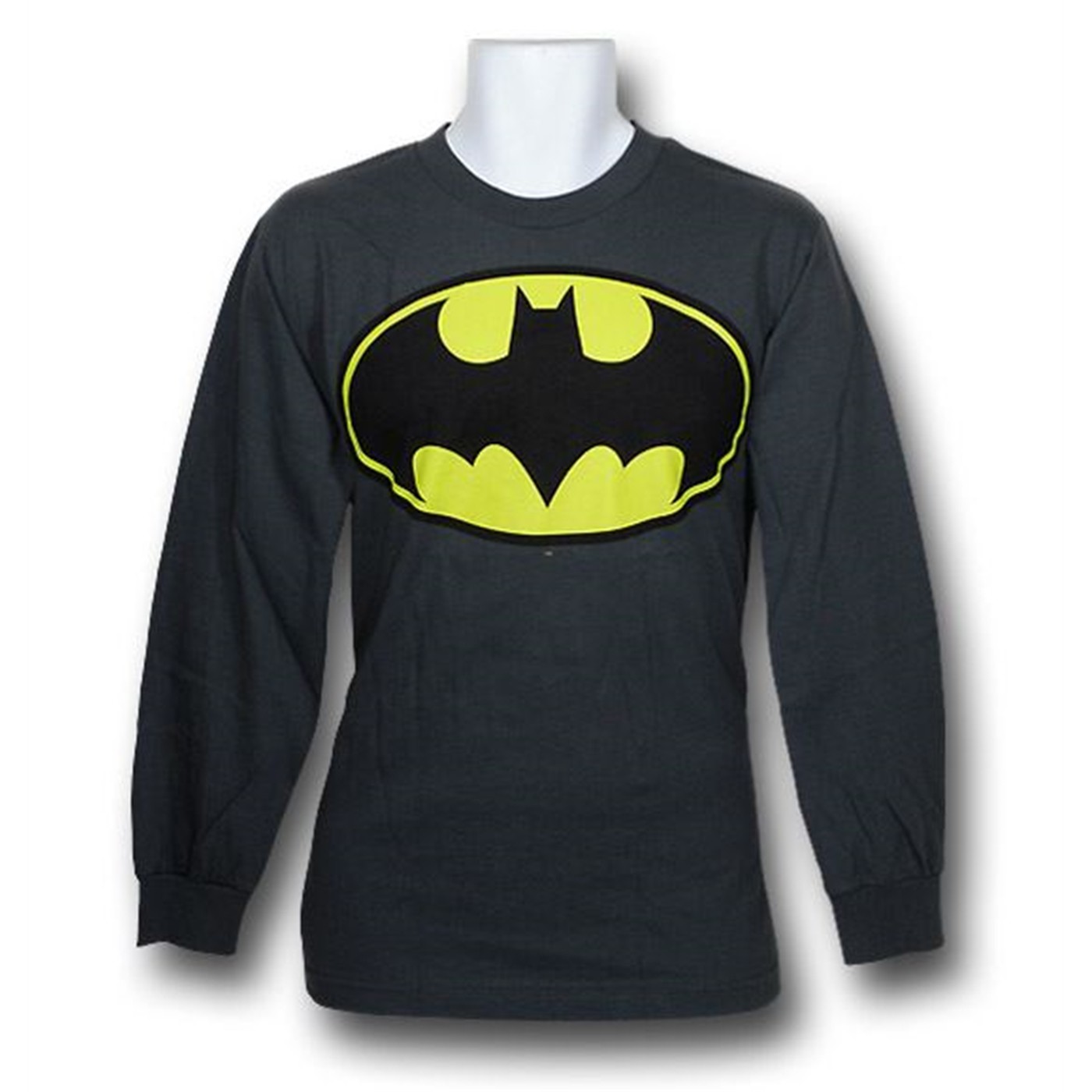 Batman Symbol II Gray Long Sleeve T-Shirt, Grey