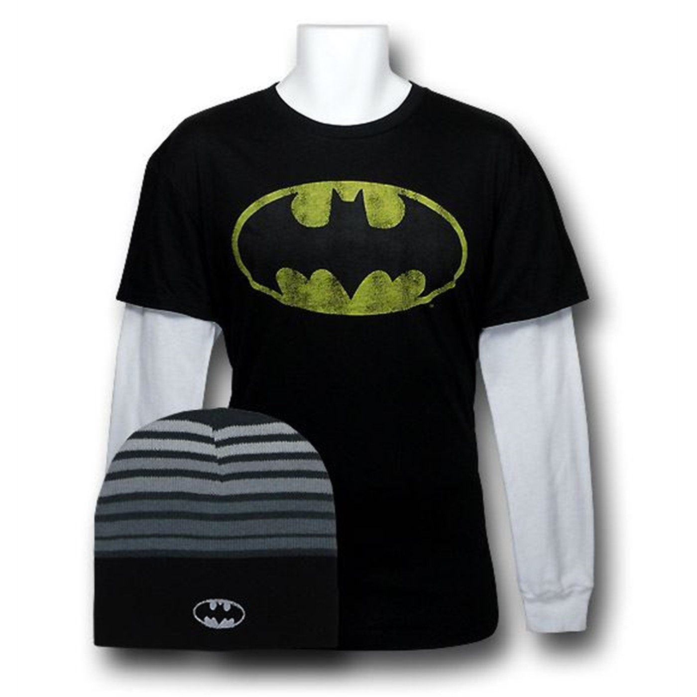 Batman Long Sleeve Shirt and Beanie Set, Black