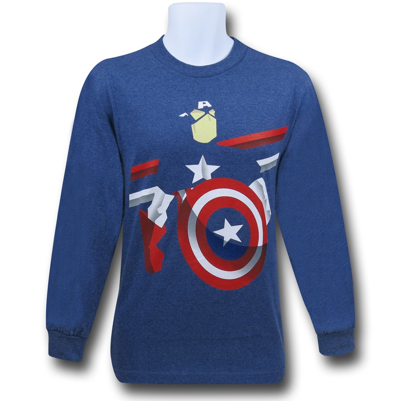 Captain America Stripes Long Sleeve T-Shirt, Blue
