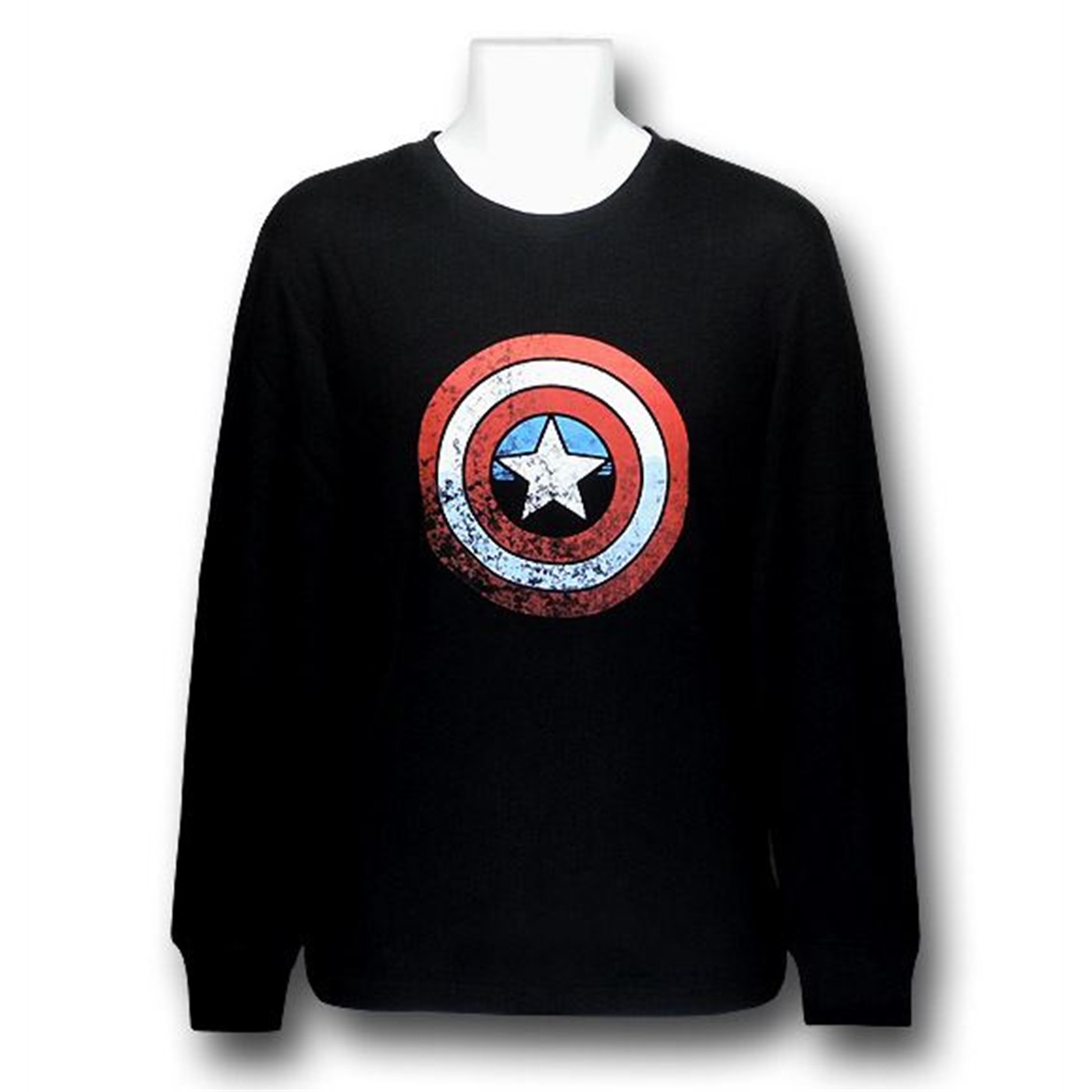 Captain America Thermal Long Sleeve Sleep Top, Black