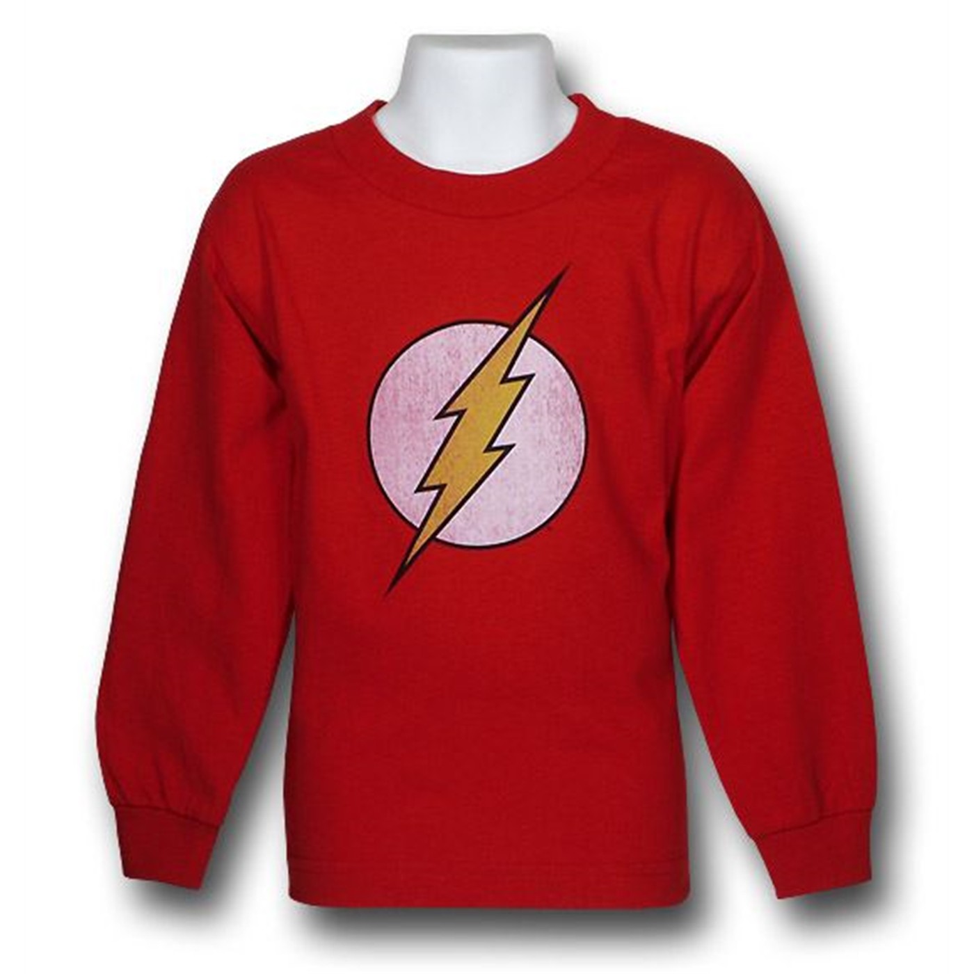 Flash Juvy Distressed Symbol Long Sleeve T-Shirt, Red