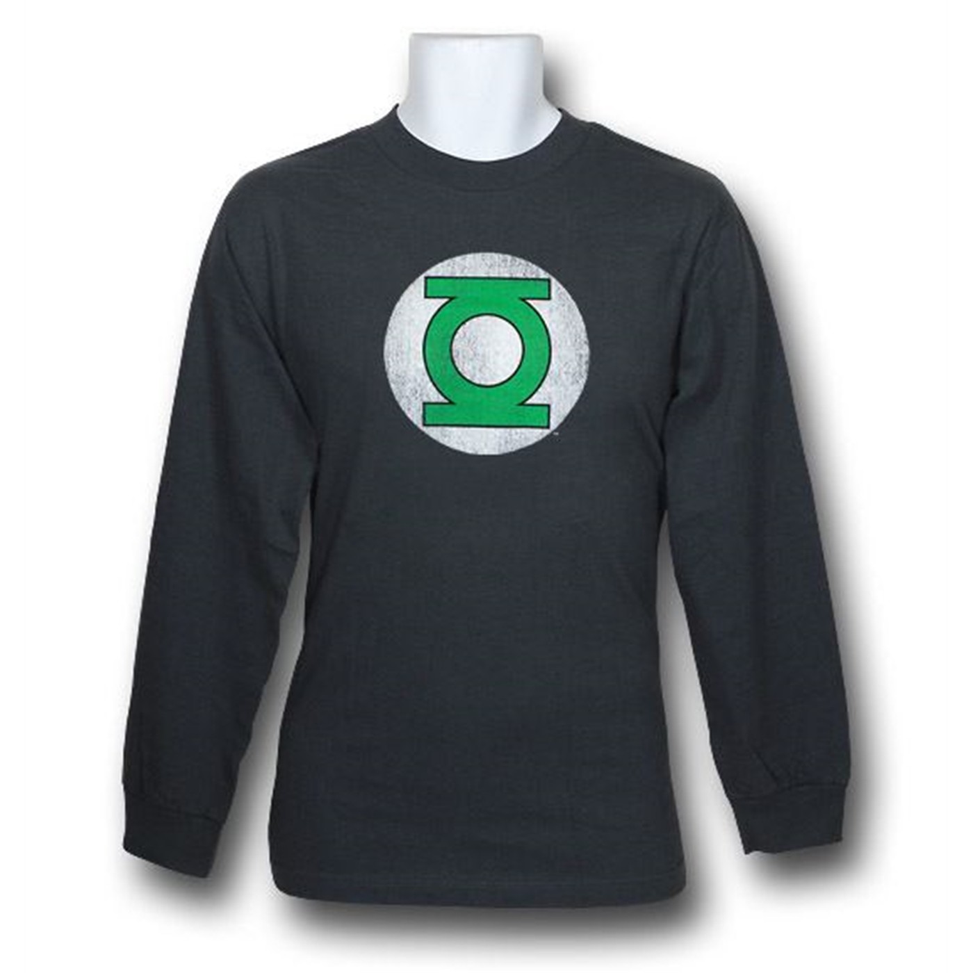 Green Lantern Distressed Charcoal Long Sleeve T-Shirt, Grey