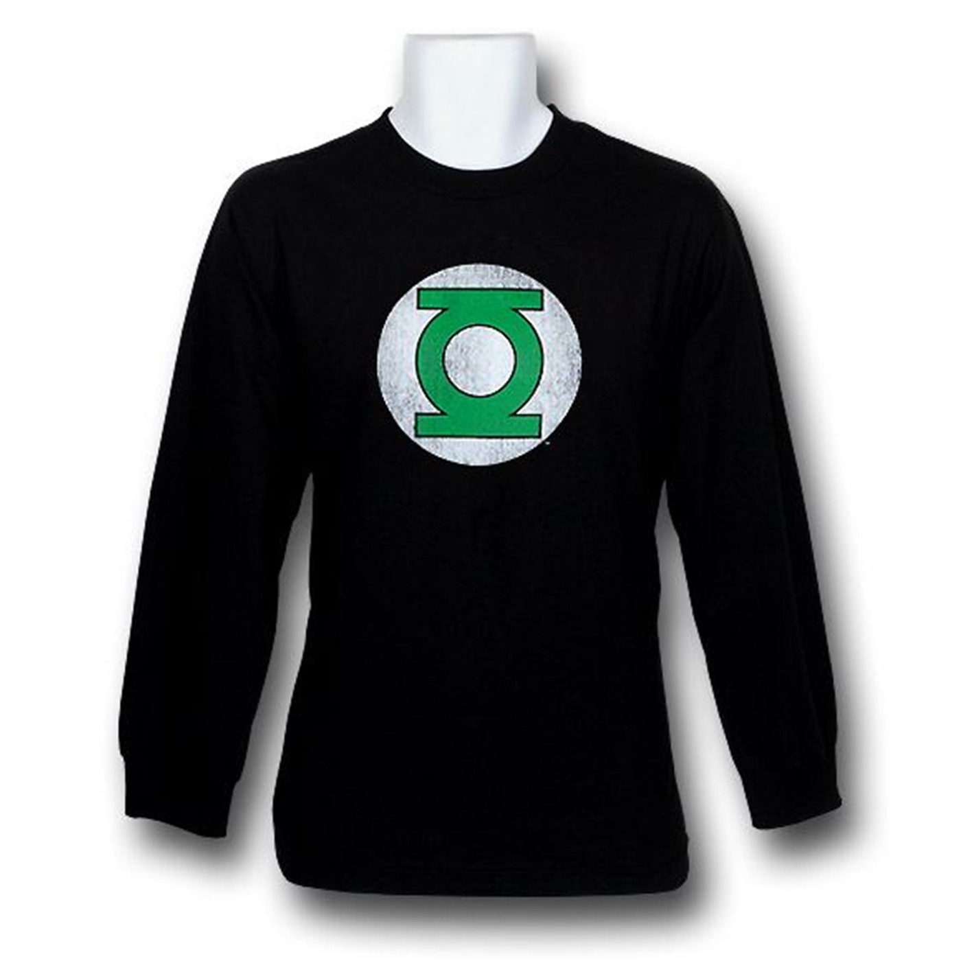 Green Lantern Distressed Black Long Sleeve T-Shirt, Black