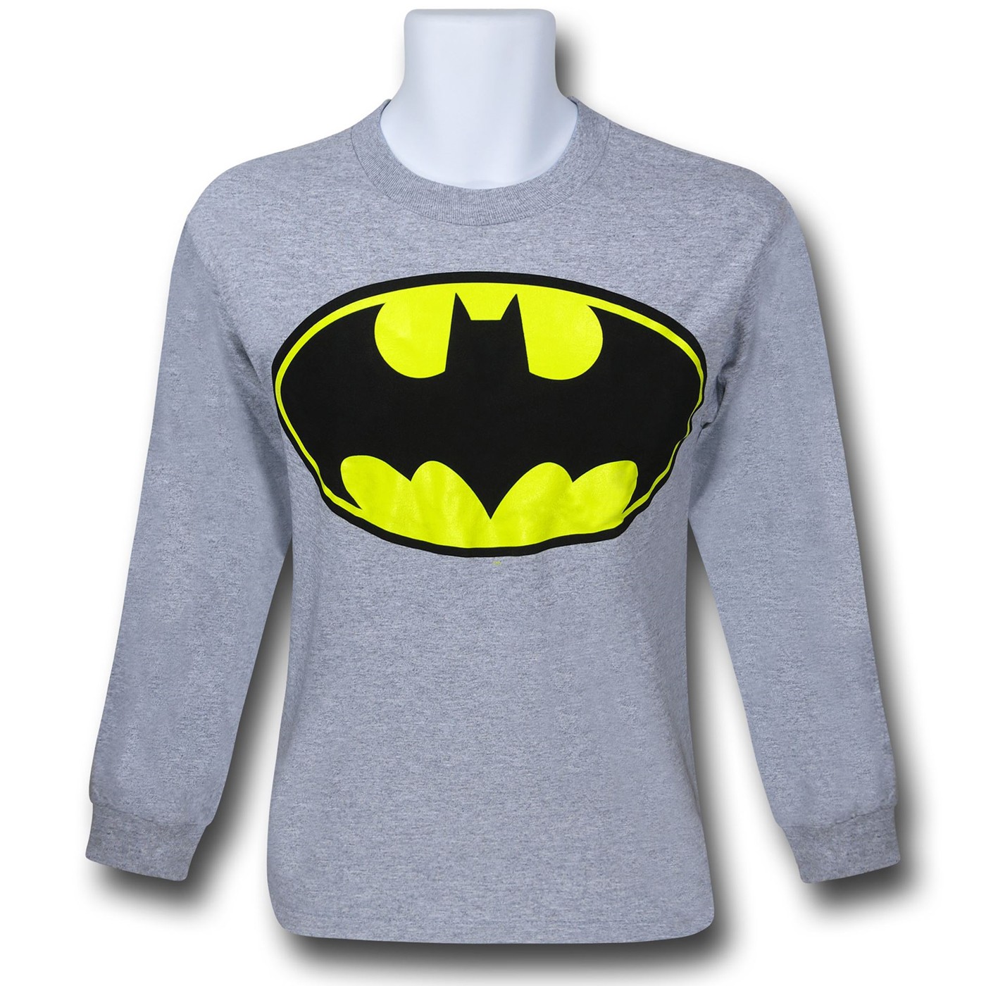 Batman Symbol Long Sleeve Grey T-Shirt, Grey