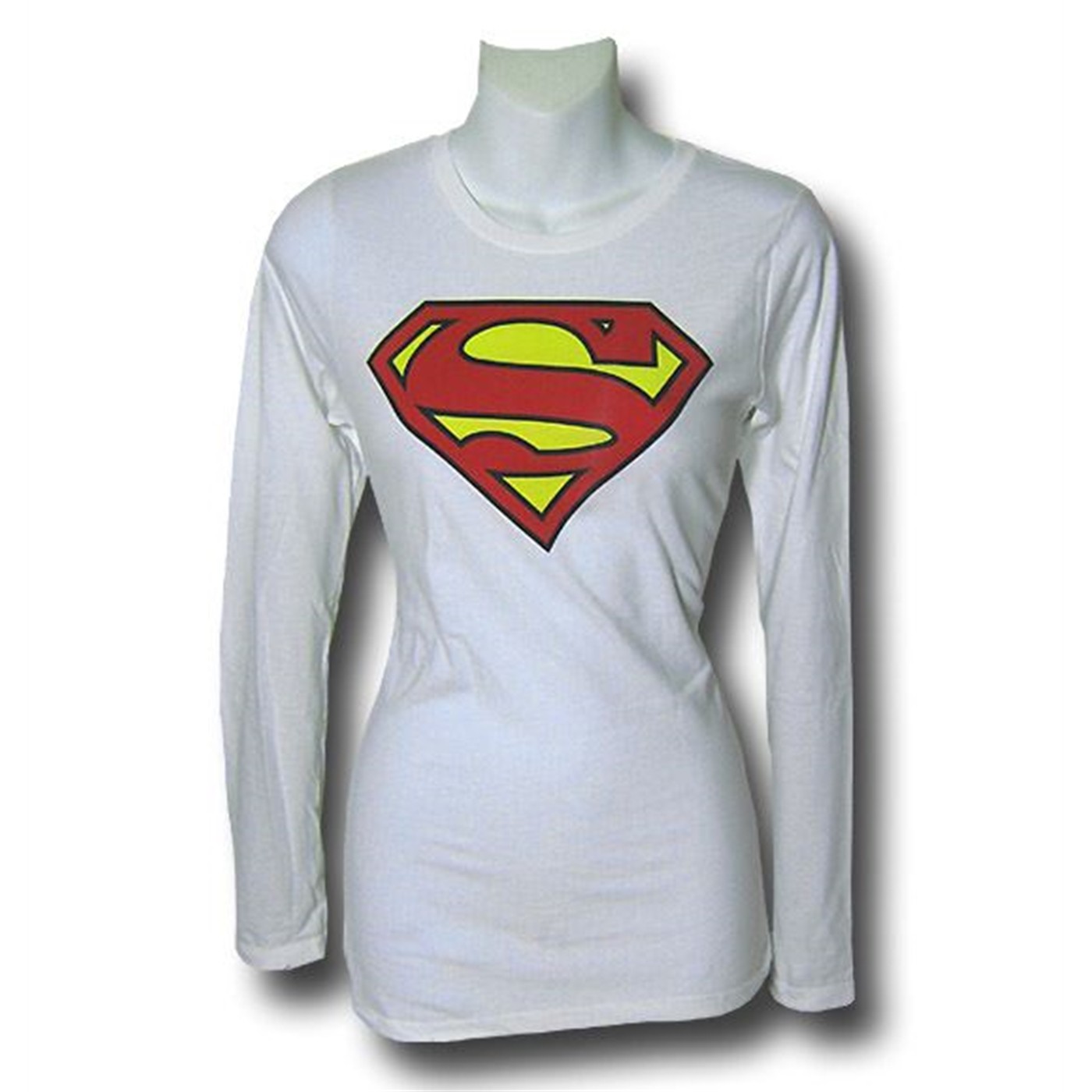 Superman Women's Long Sleeve Tee - Symbol White, White