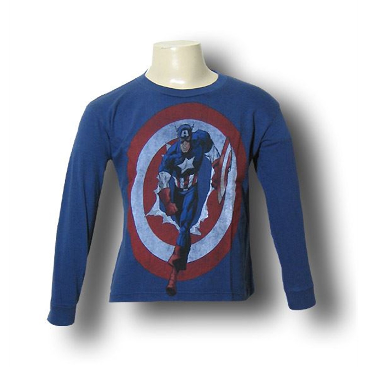Captain America Kids Red Decco Tear Long Sleeve T-Shirt, Blue